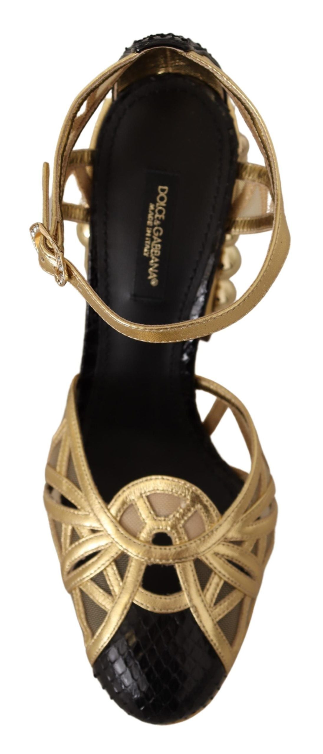 Dolce & Gabbana Gold Leather Studded Ankle Straps Shoes Glam Steals