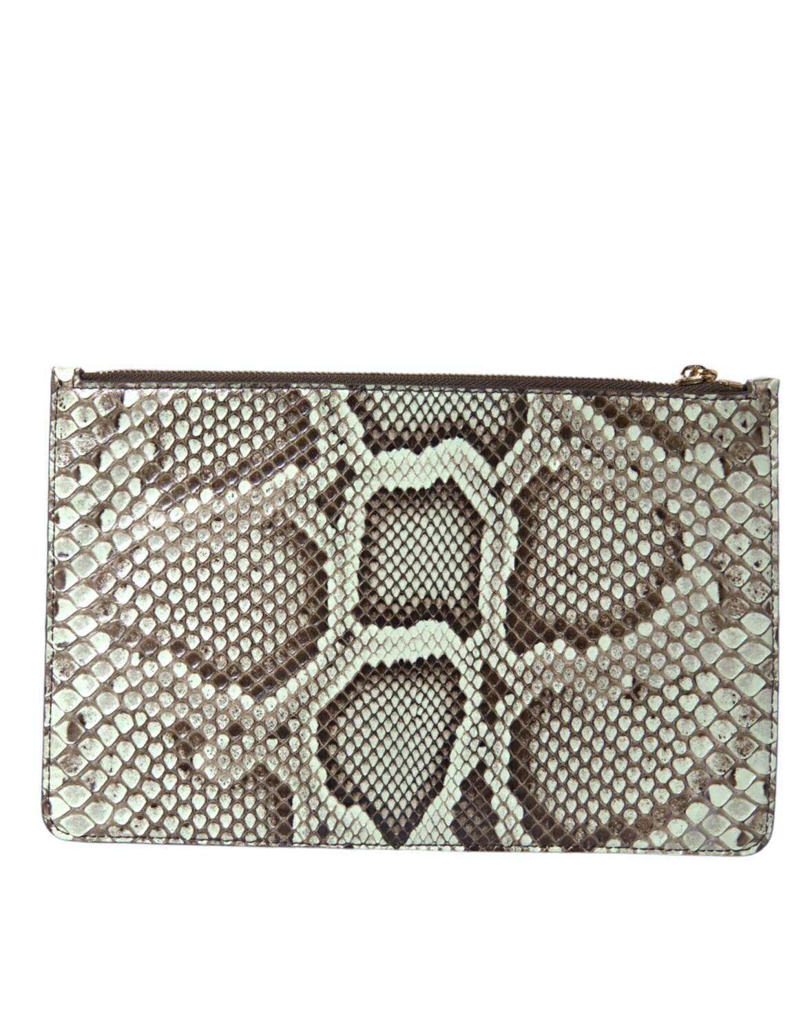 Dolce & Gabbana Gold Leather Verde Acqua Exotic Dg Logo Clutch Borse Bag Glam Steals