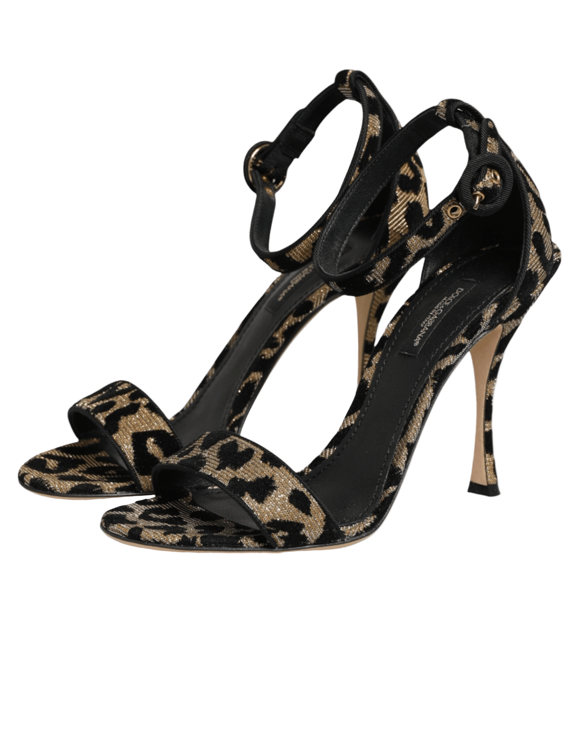 Dolce & Gabbana Gold Leopard Ankle Strap Heels Sandals Shoes Glam Steals