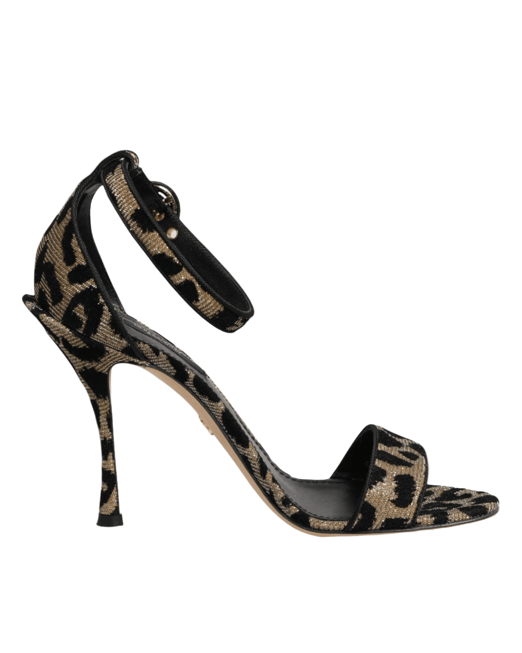 Dolce & Gabbana Gold Leopard Ankle Strap Heels Sandals Shoes Heels