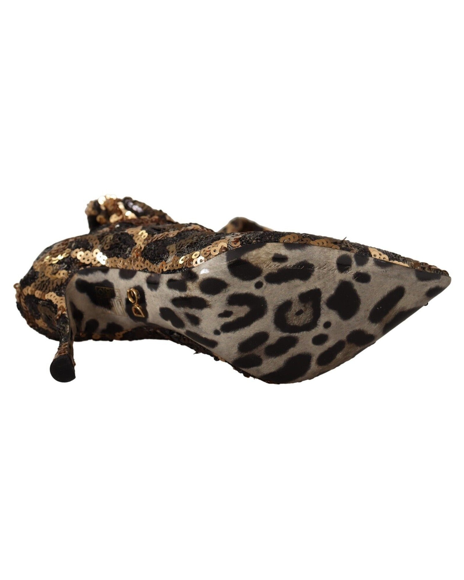 Dolce & Gabbana Gold Leopard Sequins Boots Boots