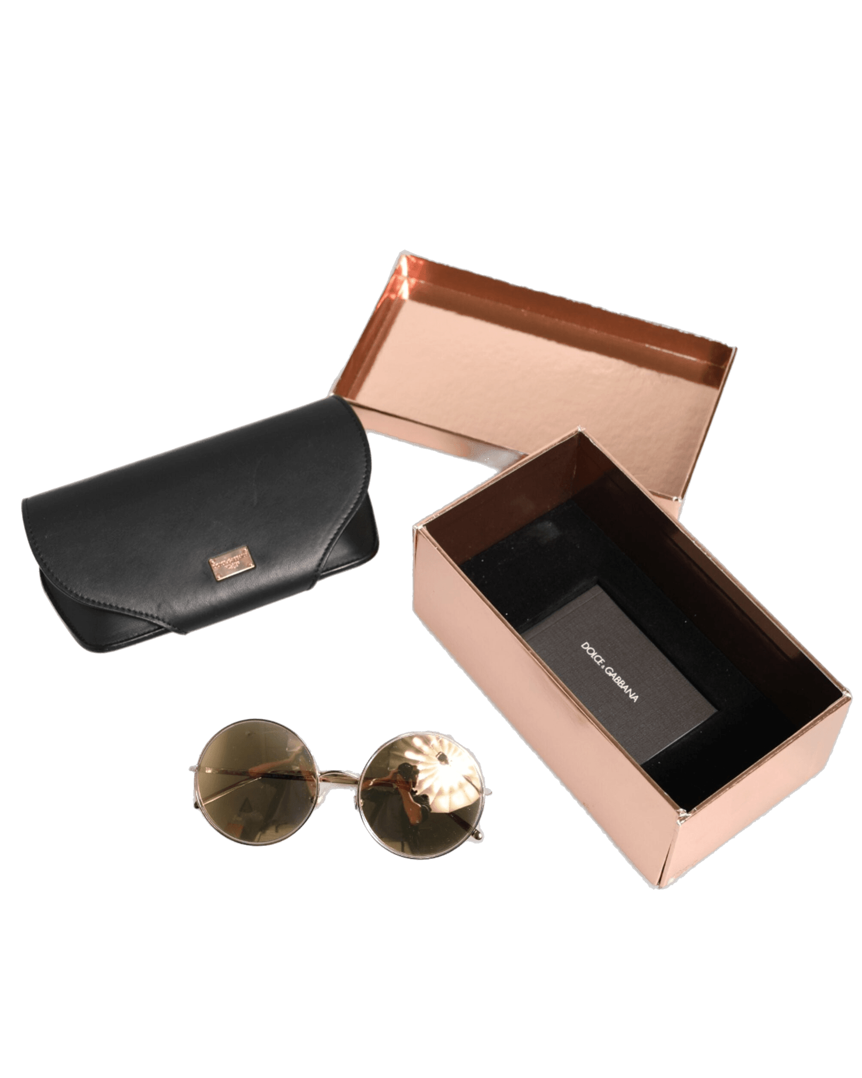 Dolce & Gabbana Gold Metal Round Shades Eyewear Sunglasses Sunglasses