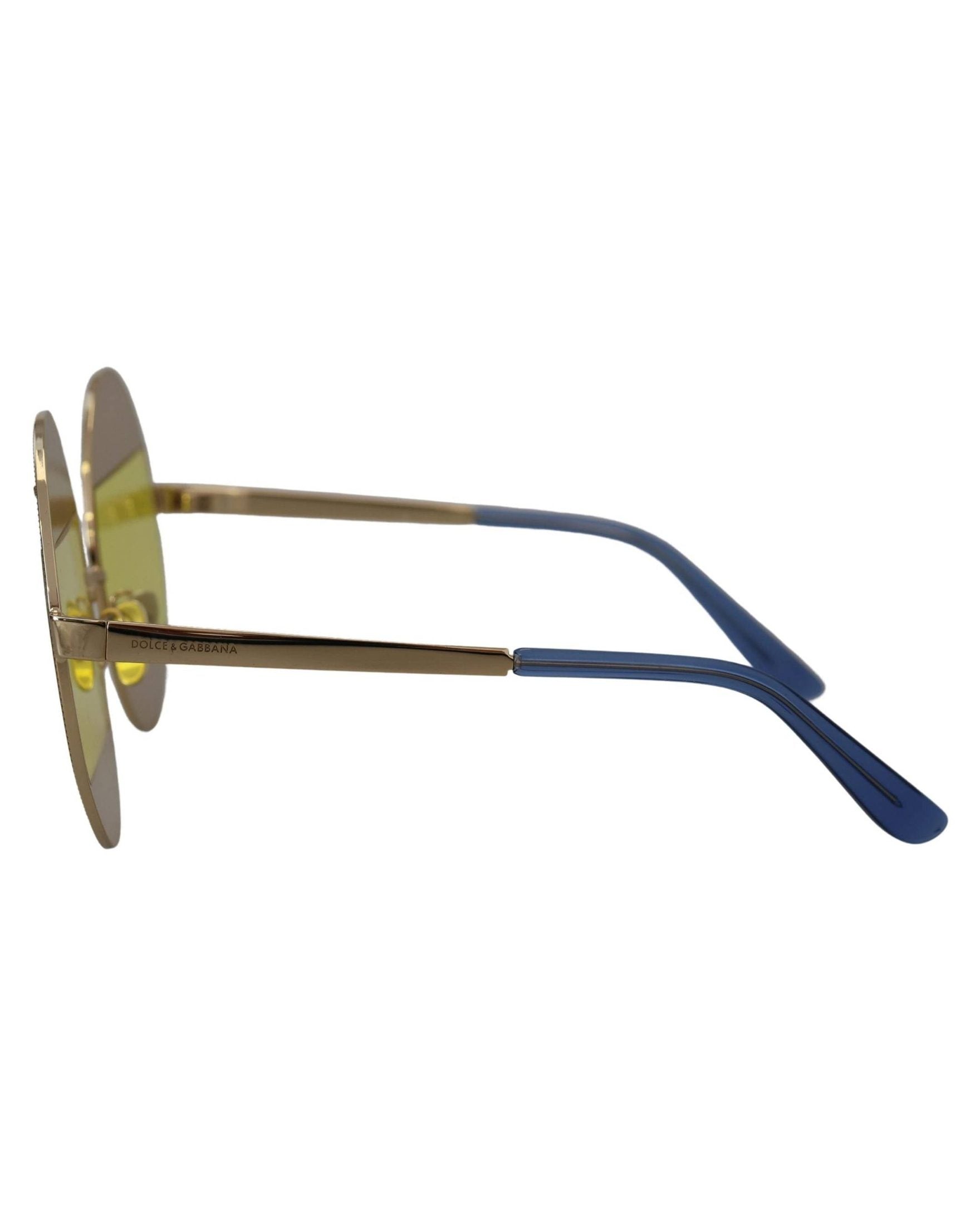 Dolce & Gabbana Gold Oval Metal Crystals Shades Sunglasses Sunglasses