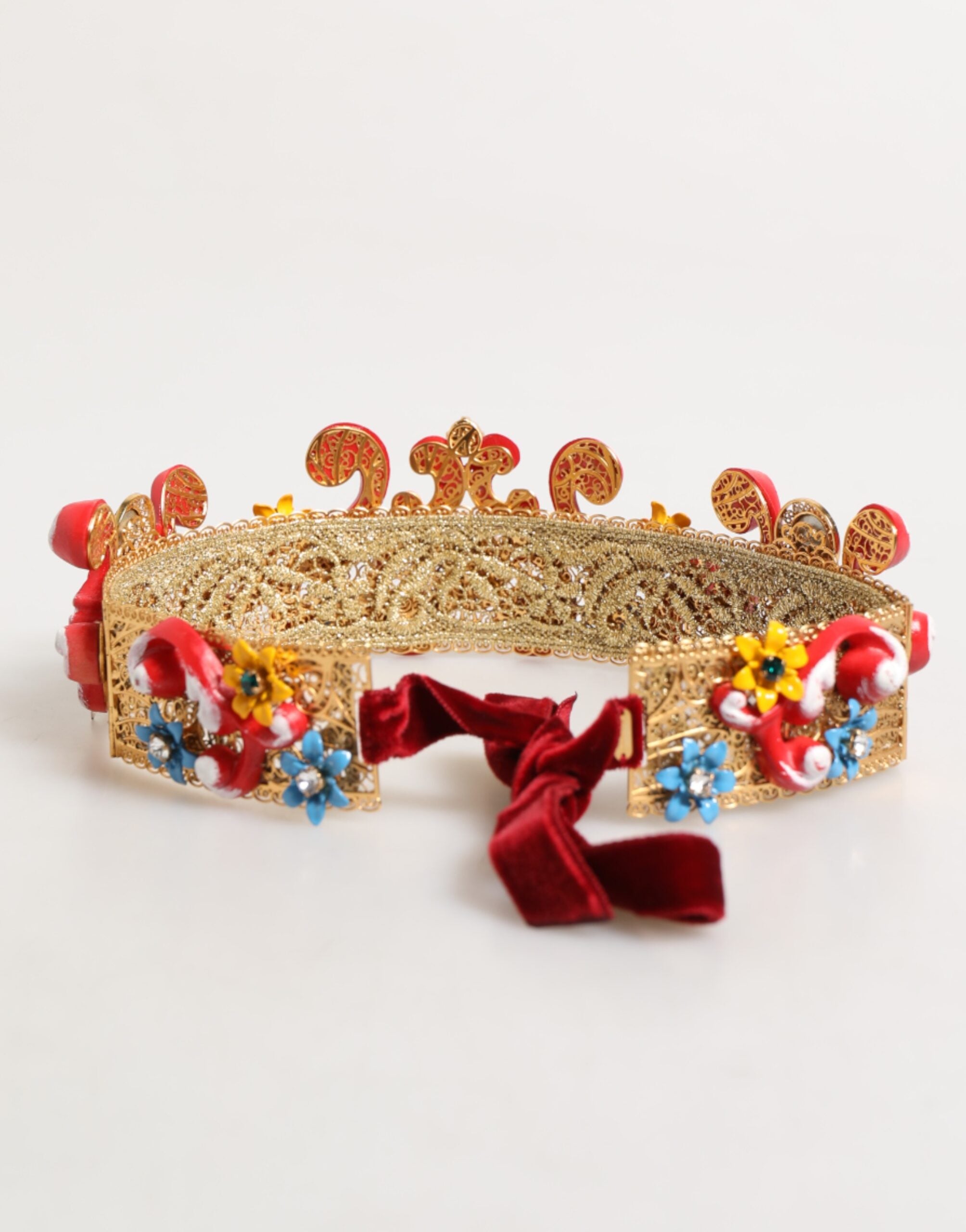 Dolce & Gabbana Gold Pearl Crystal Embellished Tiara Hair Accessory Headband Glam Steals