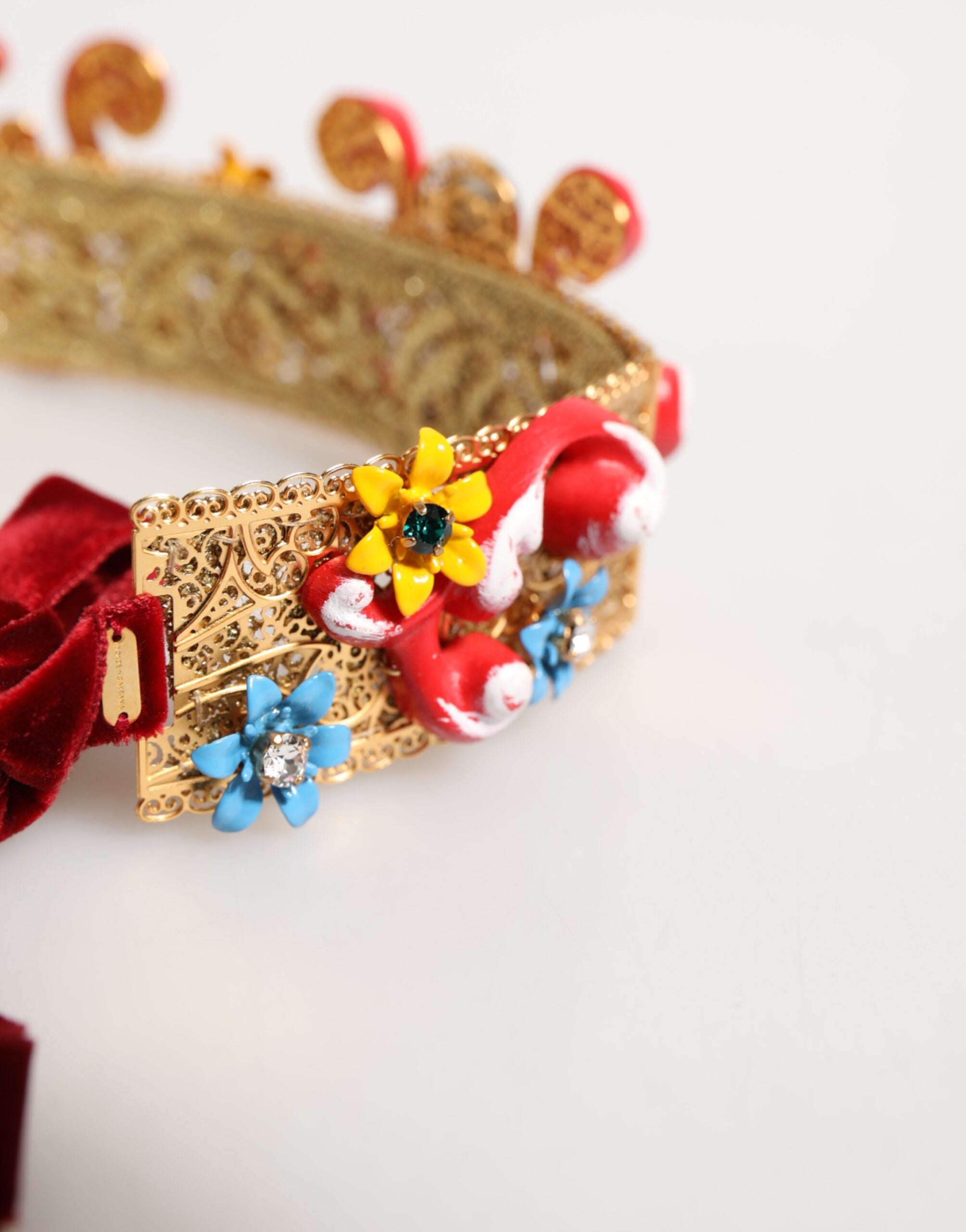 Dolce & Gabbana Gold Pearl Crystal Embellished Tiara Hair Accessory Headband Glam Steals