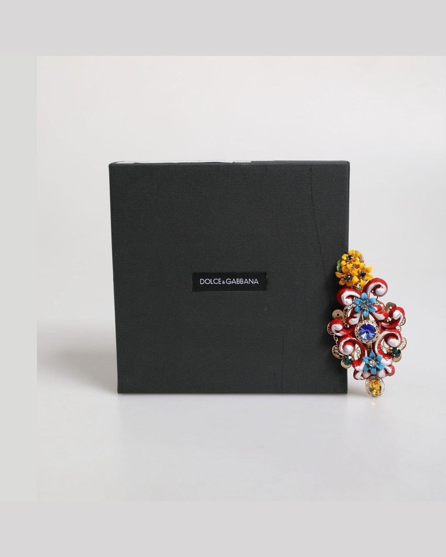 Dolce & Gabbana Gold Multicolor Spring Carretto Brass Crystal Hair Clip Glam Steals