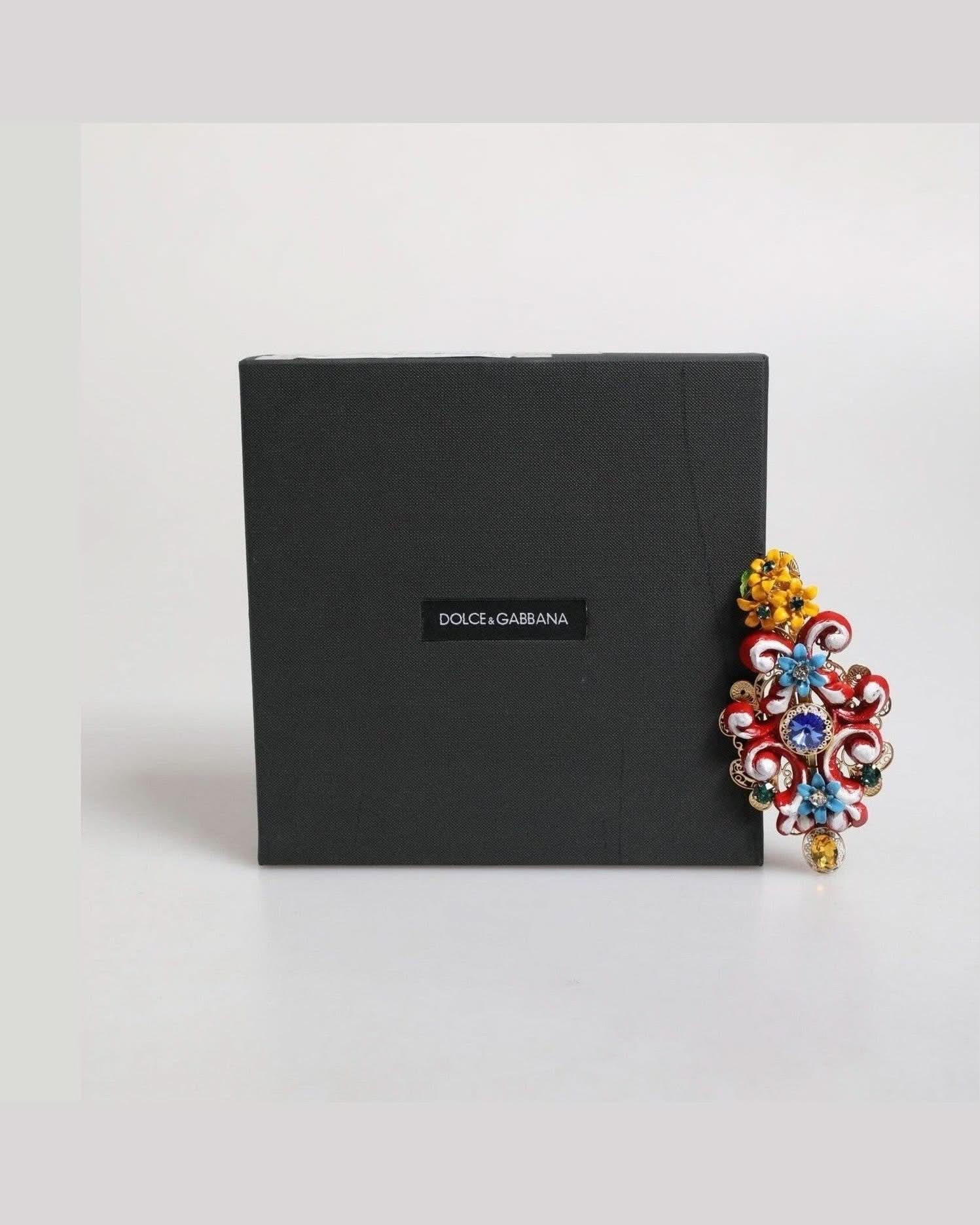 Dolce & Gabbana Gold Spring Carretto Brass Crystal Hair Clip Hair Pins, Claws & Clips