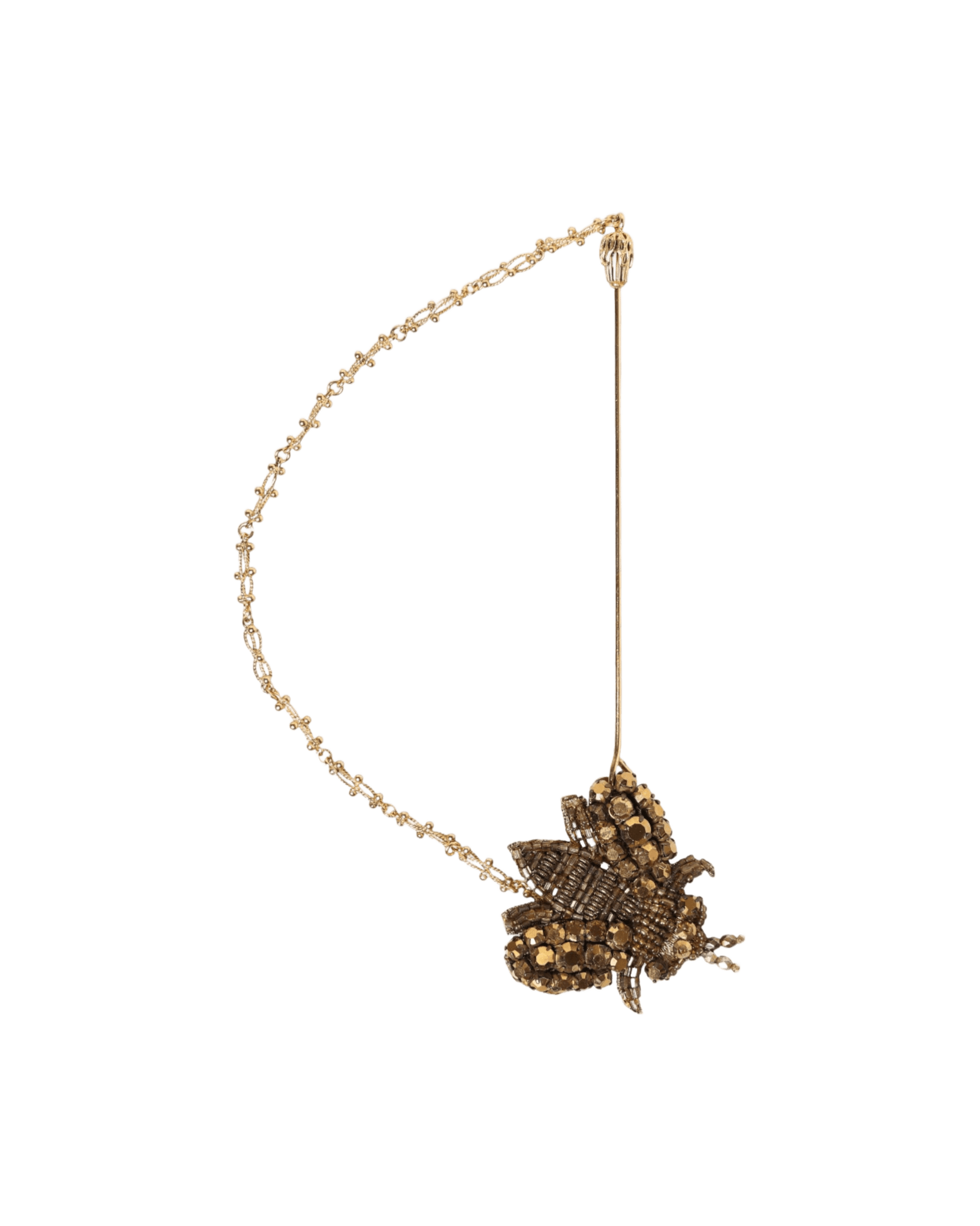 Dolce & Gabbana Gold Tone Brass Bee Embellished Chain Lapel Pin Brooch Glam Steals