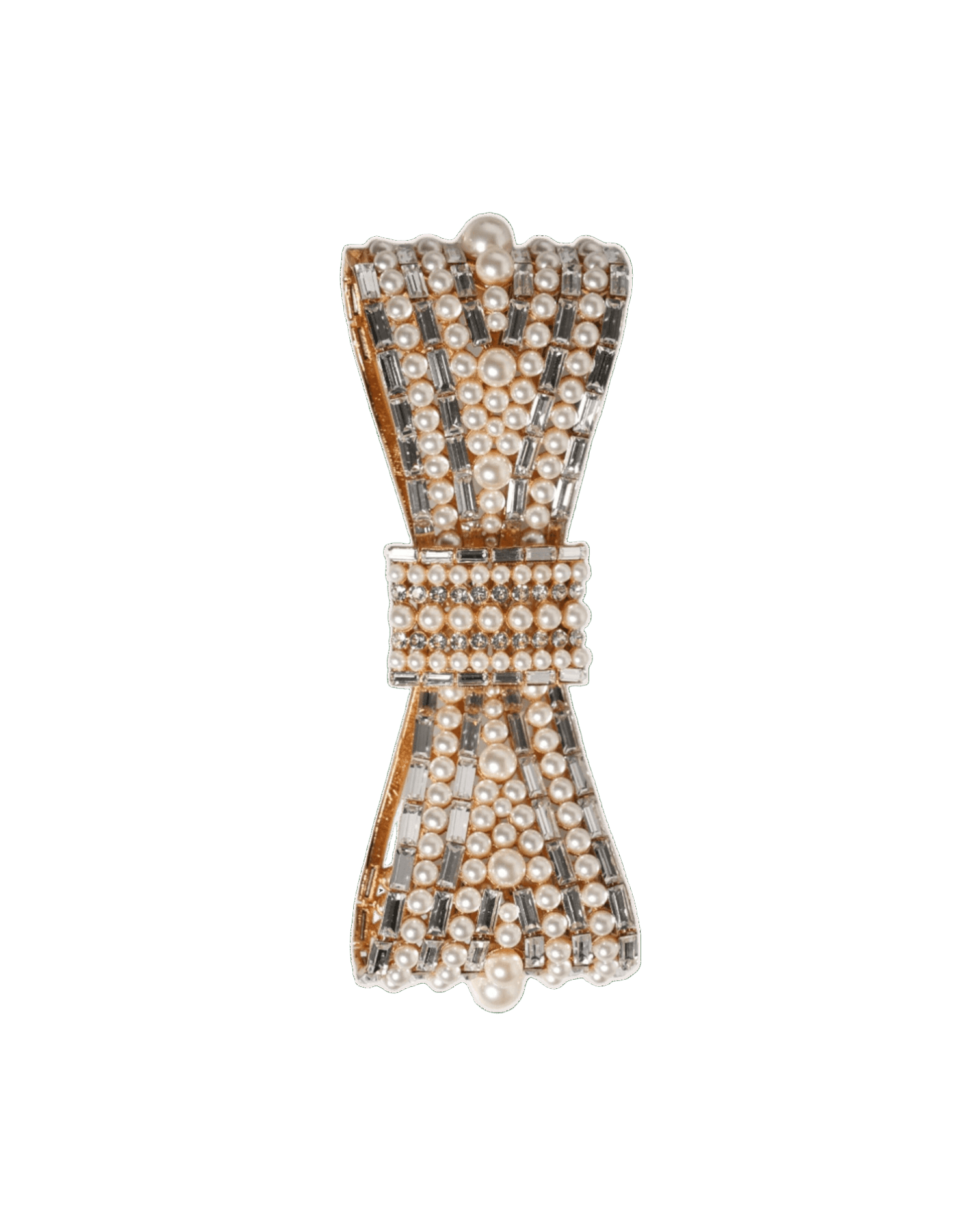 Dolce & Gabbana Gold Tone Brass Bow Crystal Fauxpearl Embellished Brooch Brooches & Lapel Pins