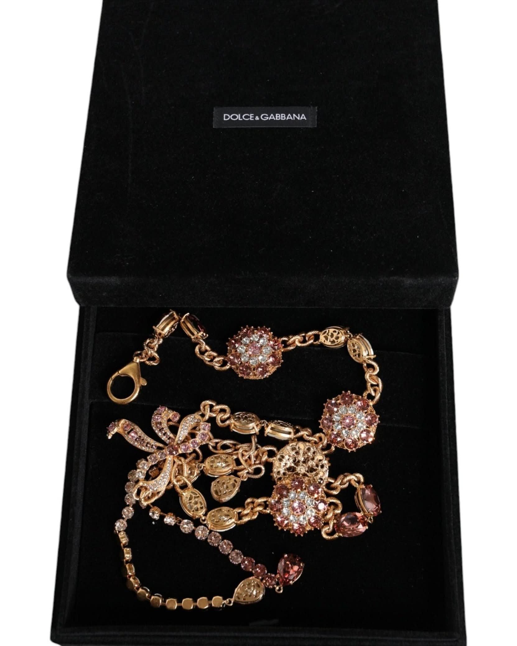 Dolce & Gabbana Gold Tone Brass Crystal Embellished Belt Body Jewelry