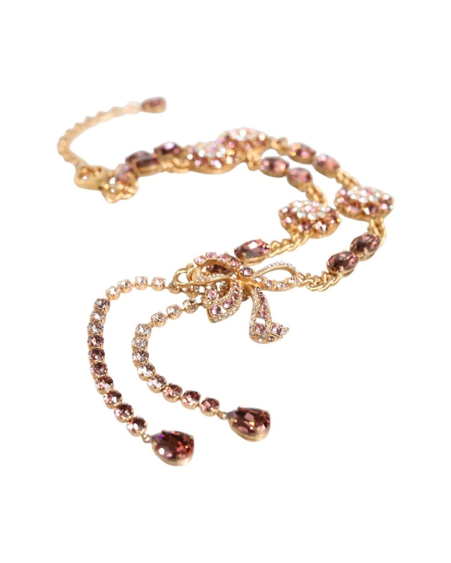 Dolce & Gabbana Gold Tone Brass Crystal Embellished Belt Body Jewelry