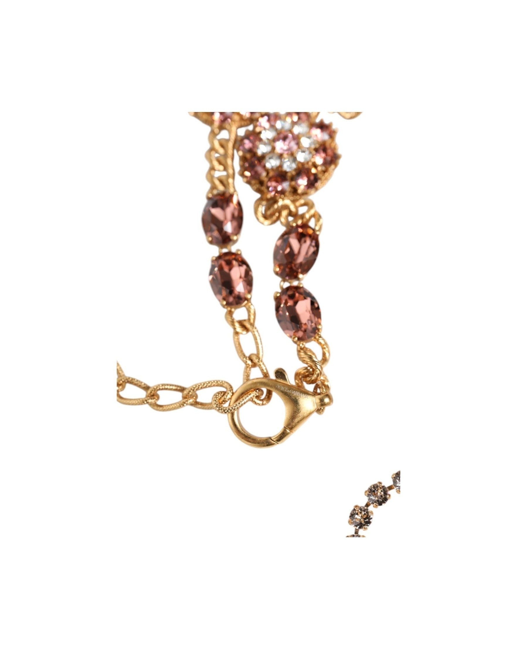 Dolce & Gabbana Tone Brass Crystal Embellished Waist Chain Gold Belt Glam Steals