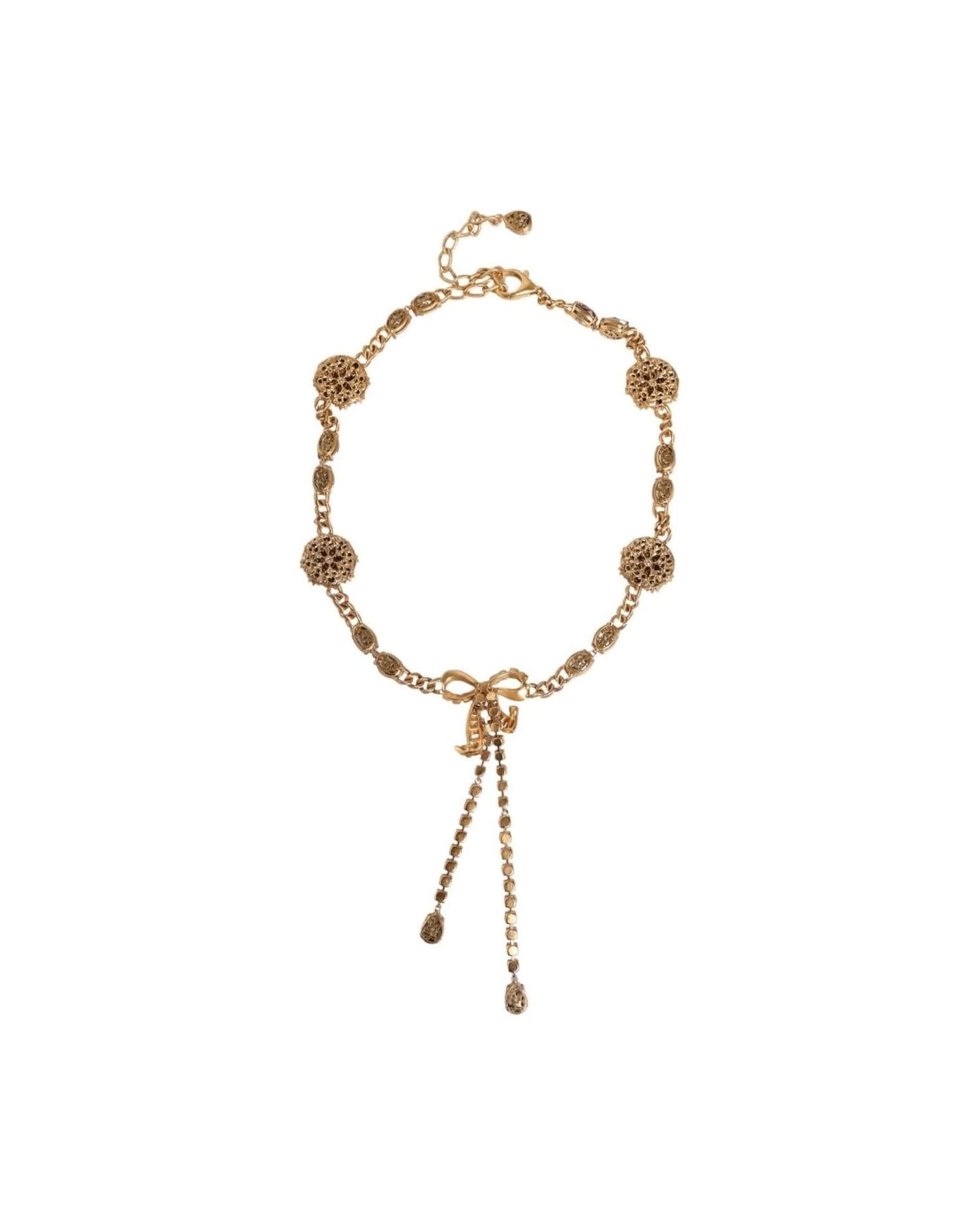 Dolce & Gabbana Gold Tone Brass Crystal Embellished Belt Body Jewelry