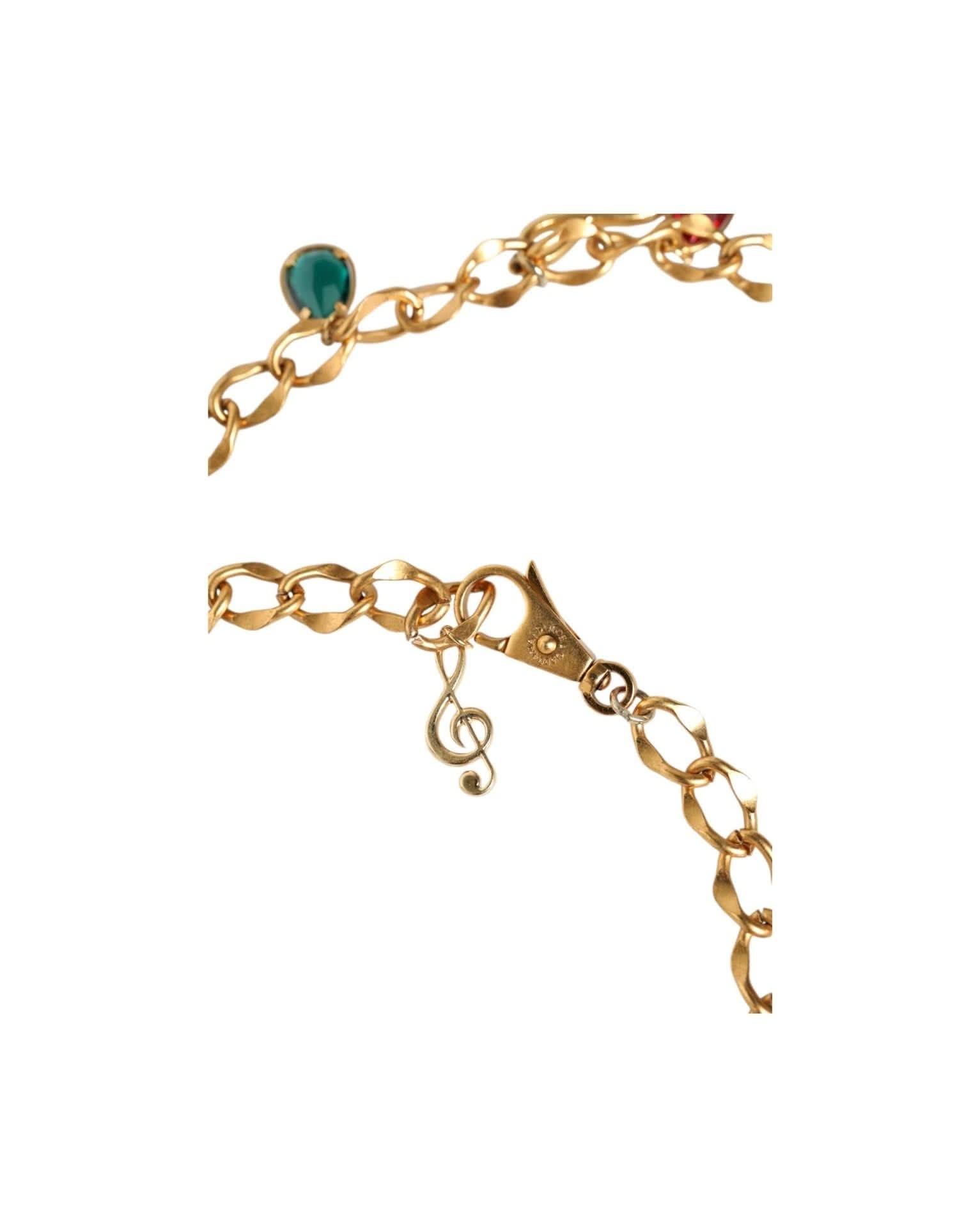 Dolce & Gabbana Gold Tone Brass Fruity Crystal Embellished Waist Chain Belt Body Jewelry
