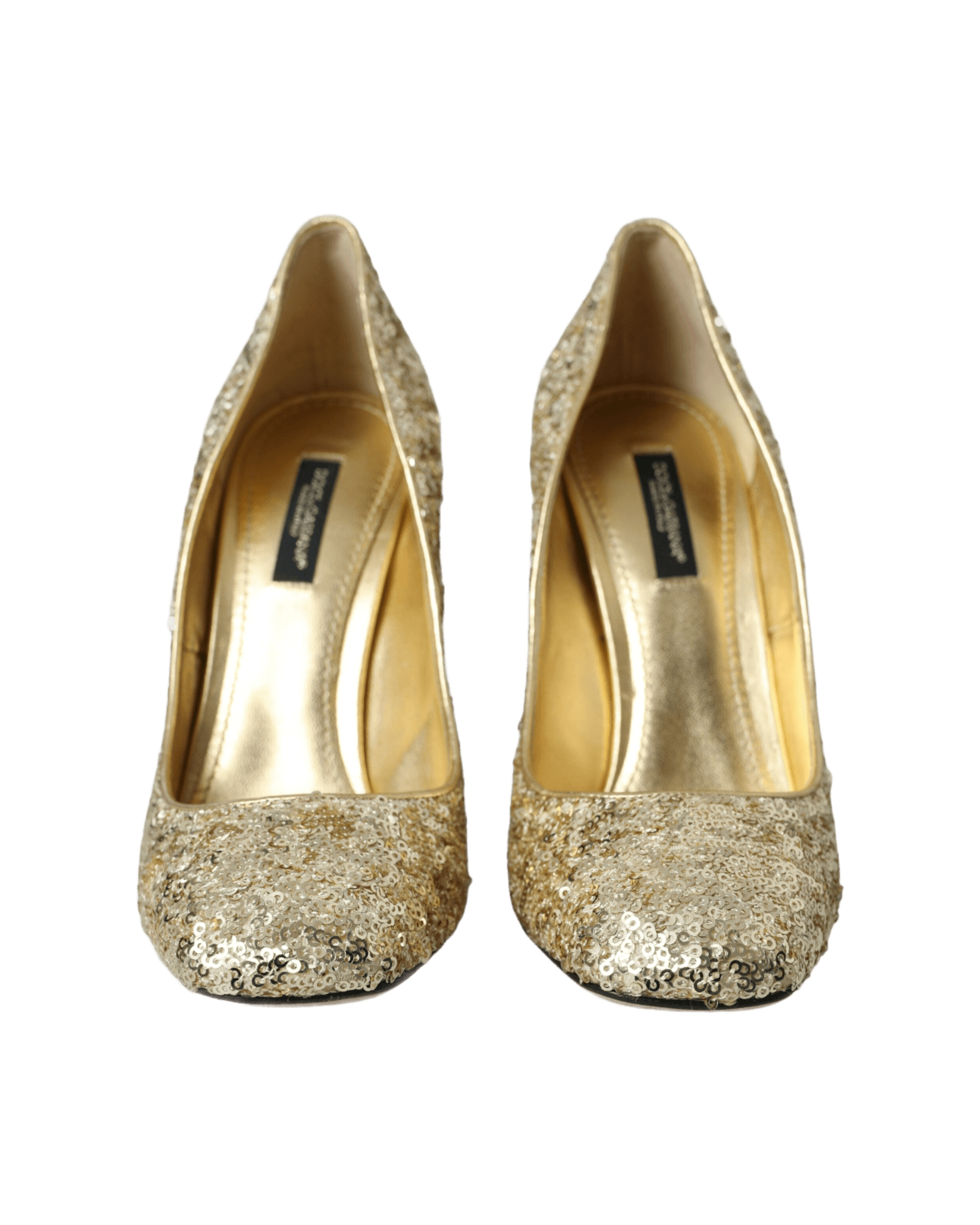 Dolce & Gabbana Gold And Sequin Crystal Heels Glam Steals