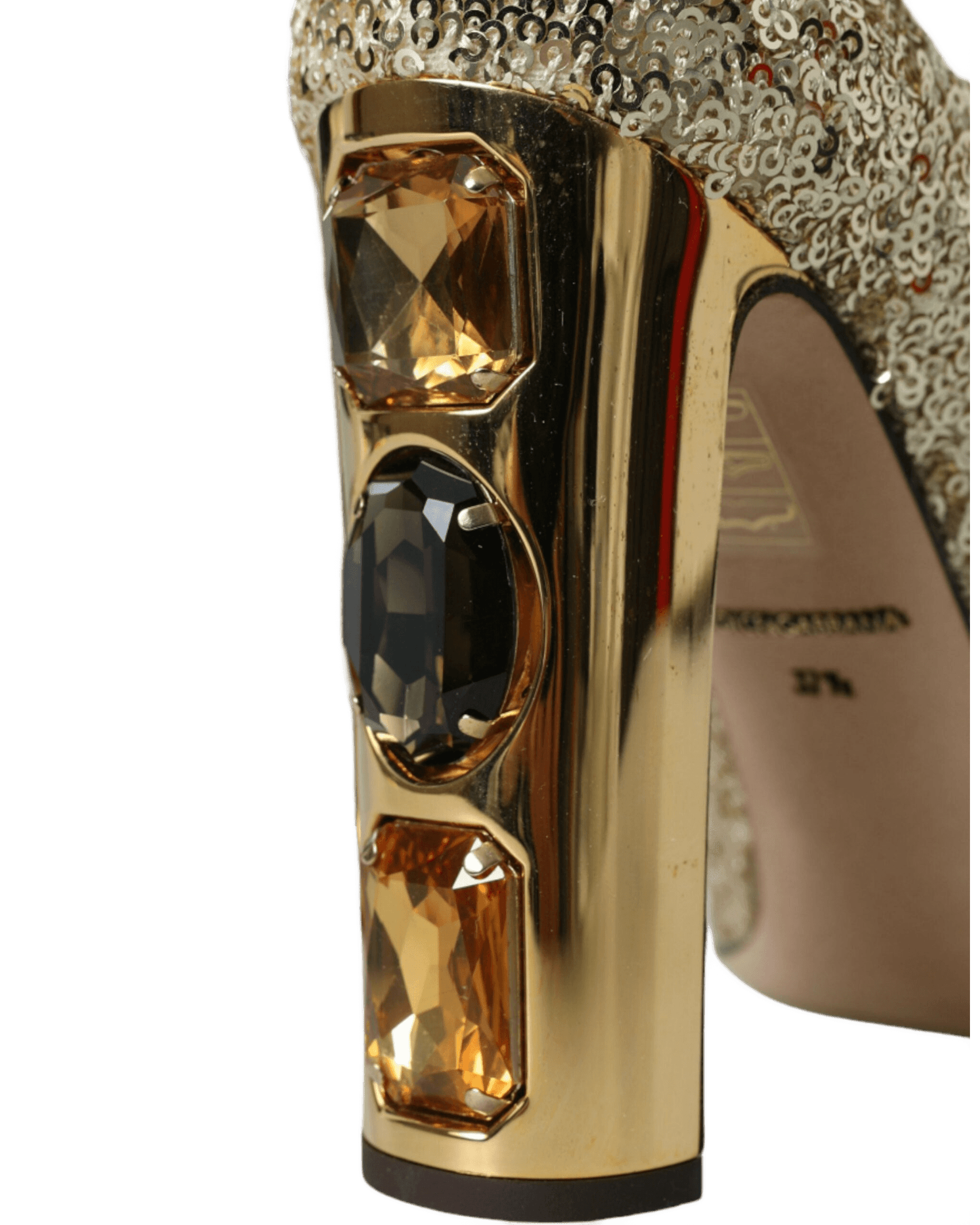 Dolce & Gabbana Gold And Sequin Crystal Heels Glam Steals