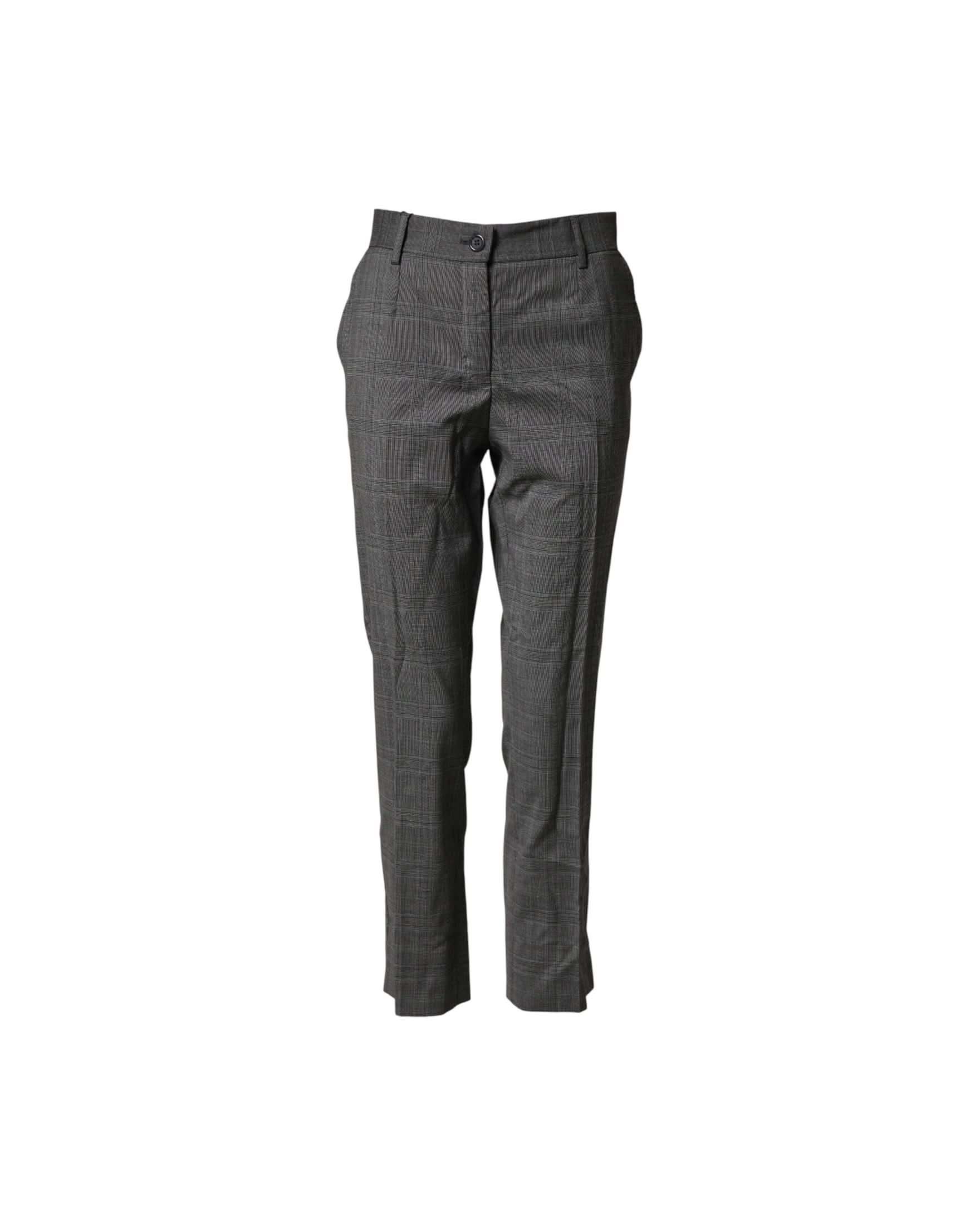Dolce & Gabbana Gray Dark Check Tartan Virginwool Dress Pant Trousers