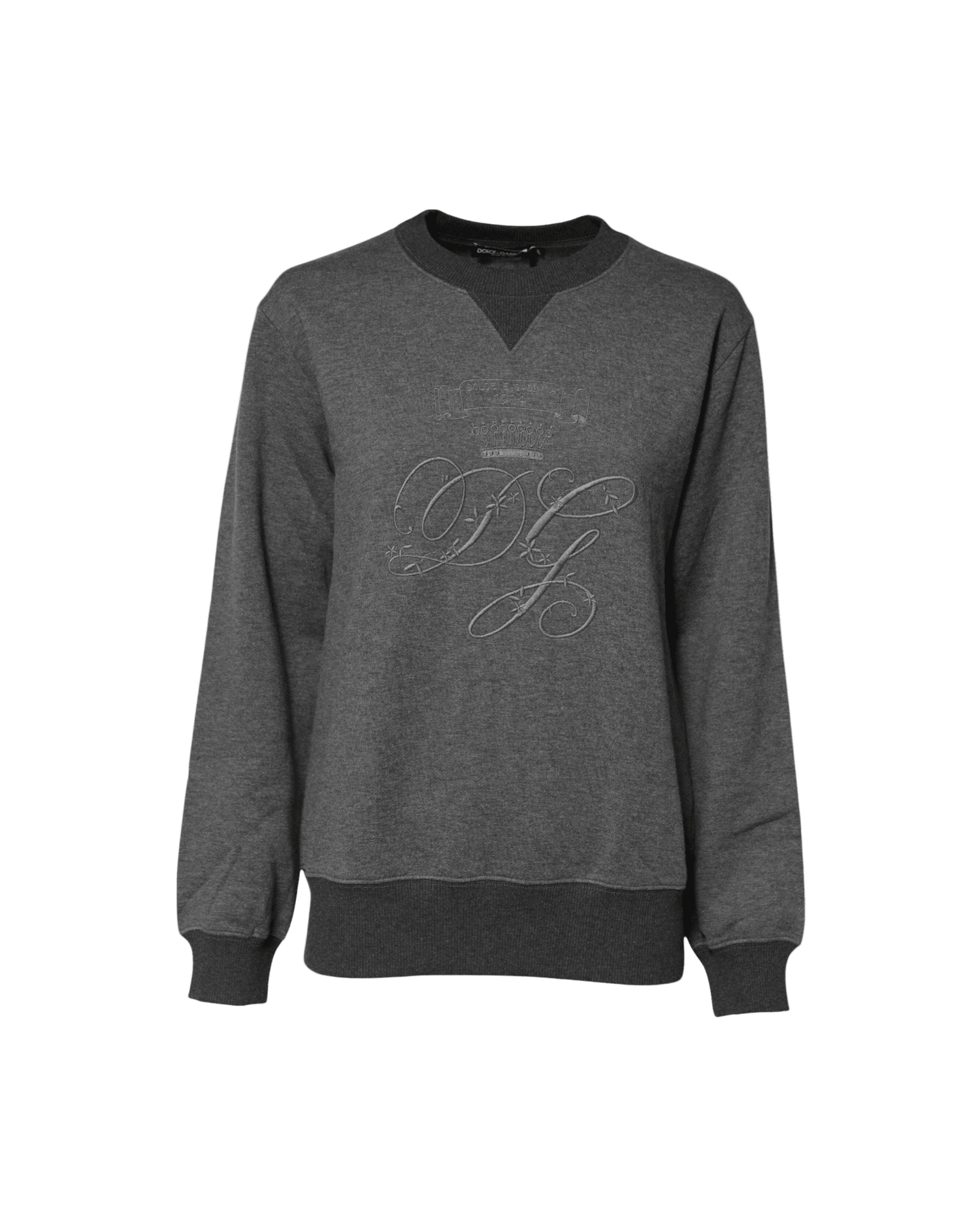 Dolce & Gabbana Gray Dg Logo Embroidered Pullover Sweater Sweaters