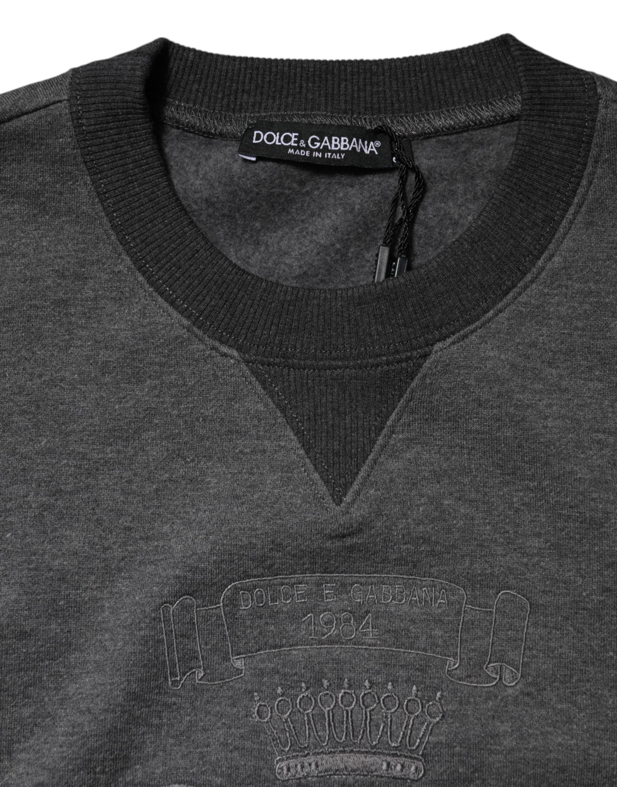 Dolce & Gabbana Gray Dg Logo Embroidered Pullover Sweater Glam Steals
