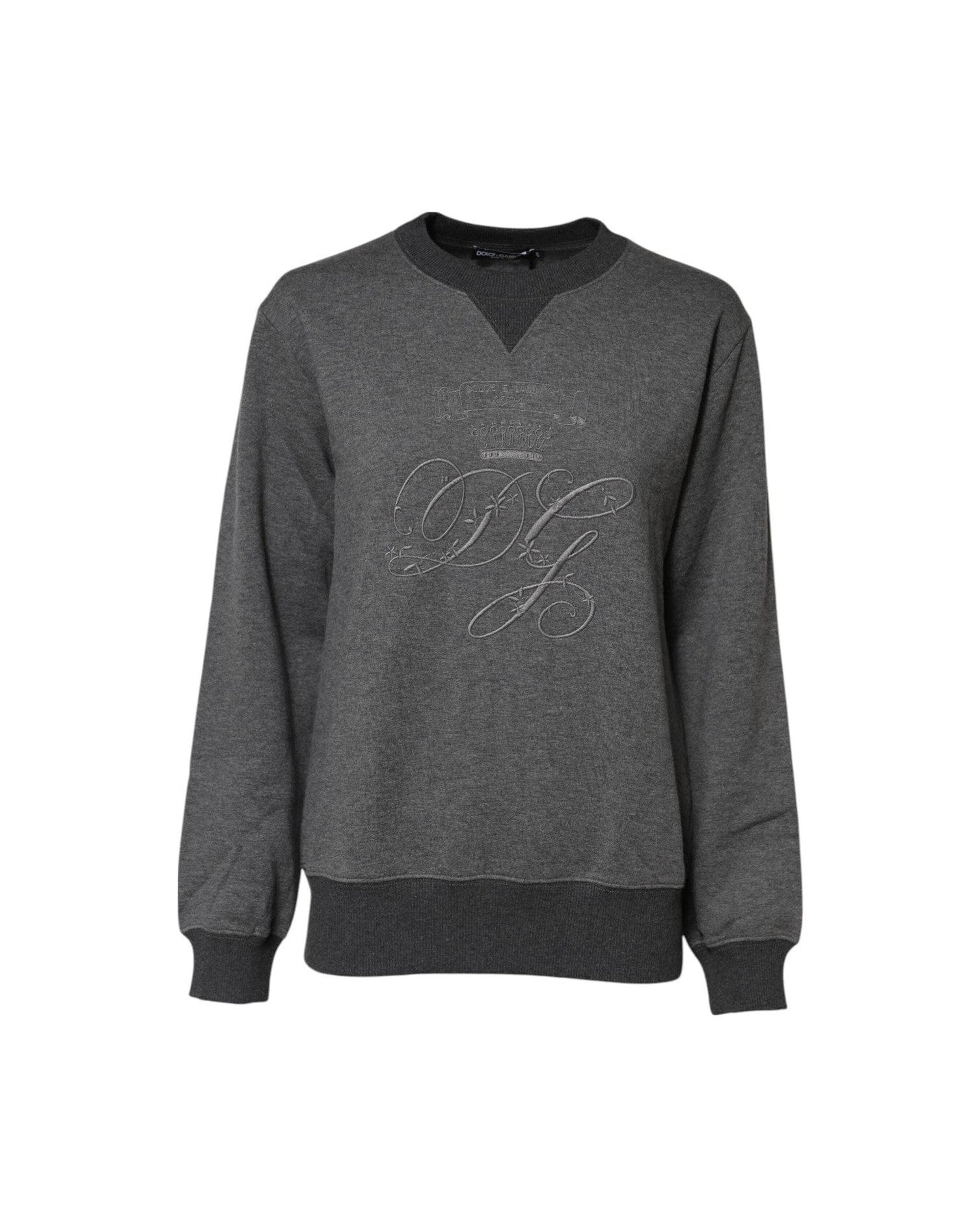Dolce & Gabbana Gray Dg Logo Embroidered Pullover Sweater Glam Steals