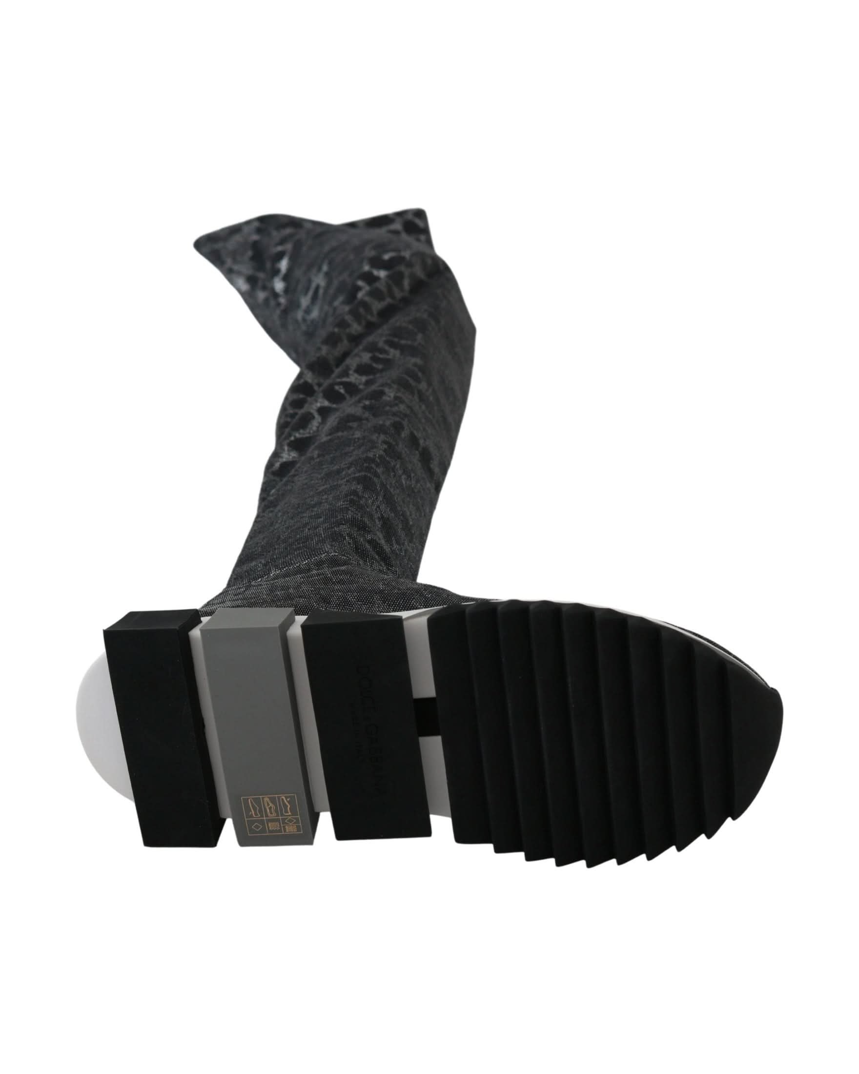 Dolce & Gabbana Gray Leopard High Top Sneakers Booties Shoes Boots