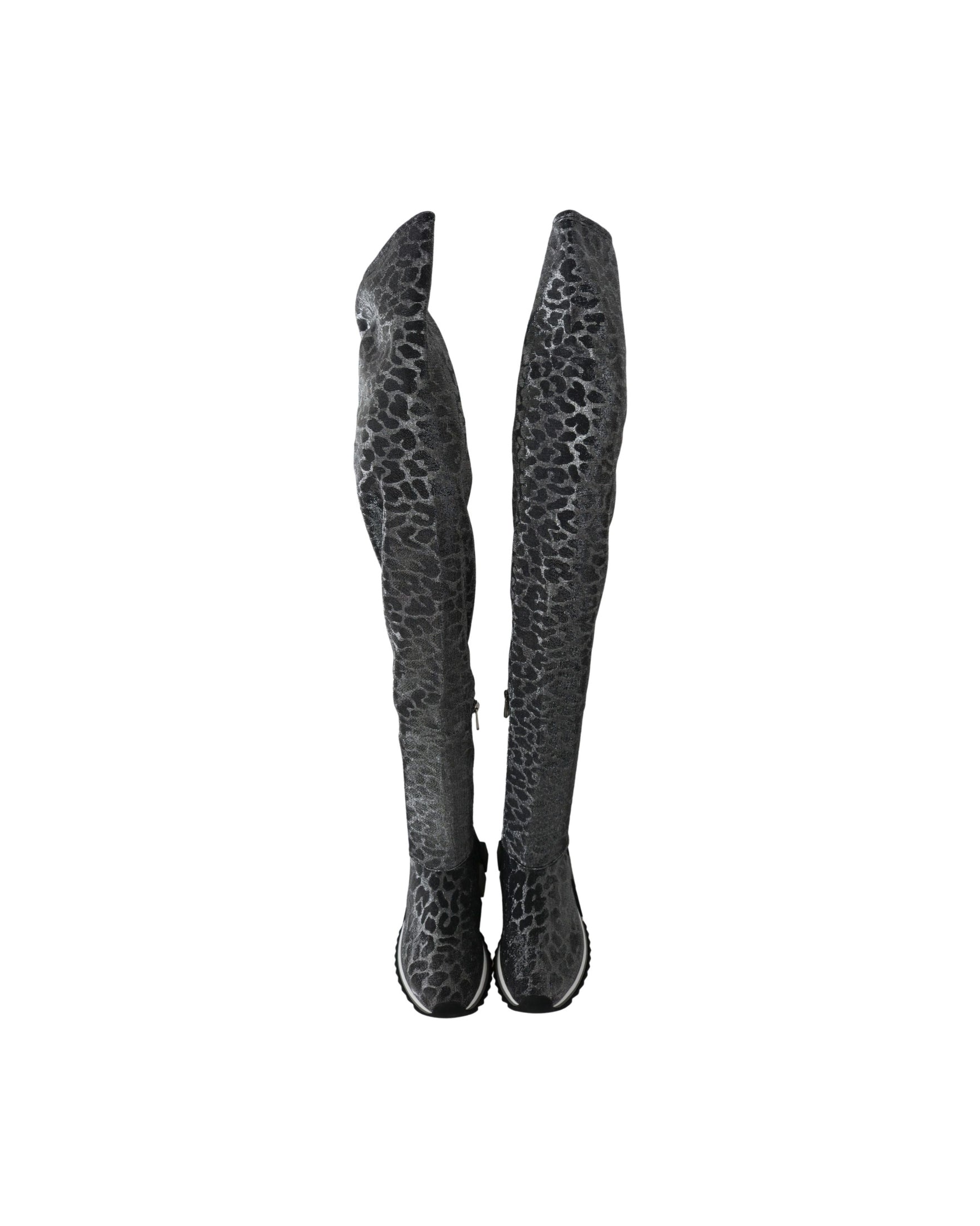 Dolce & Gabbana Gray Leopard High Top Sneakers Booties Shoes Glam Steals