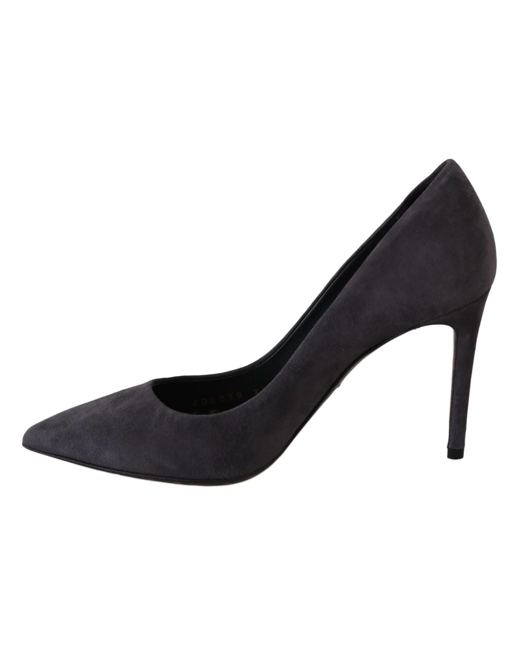 Dolce & Gabbana Gray Suede Leather Stiletto Shoes Heels Heels