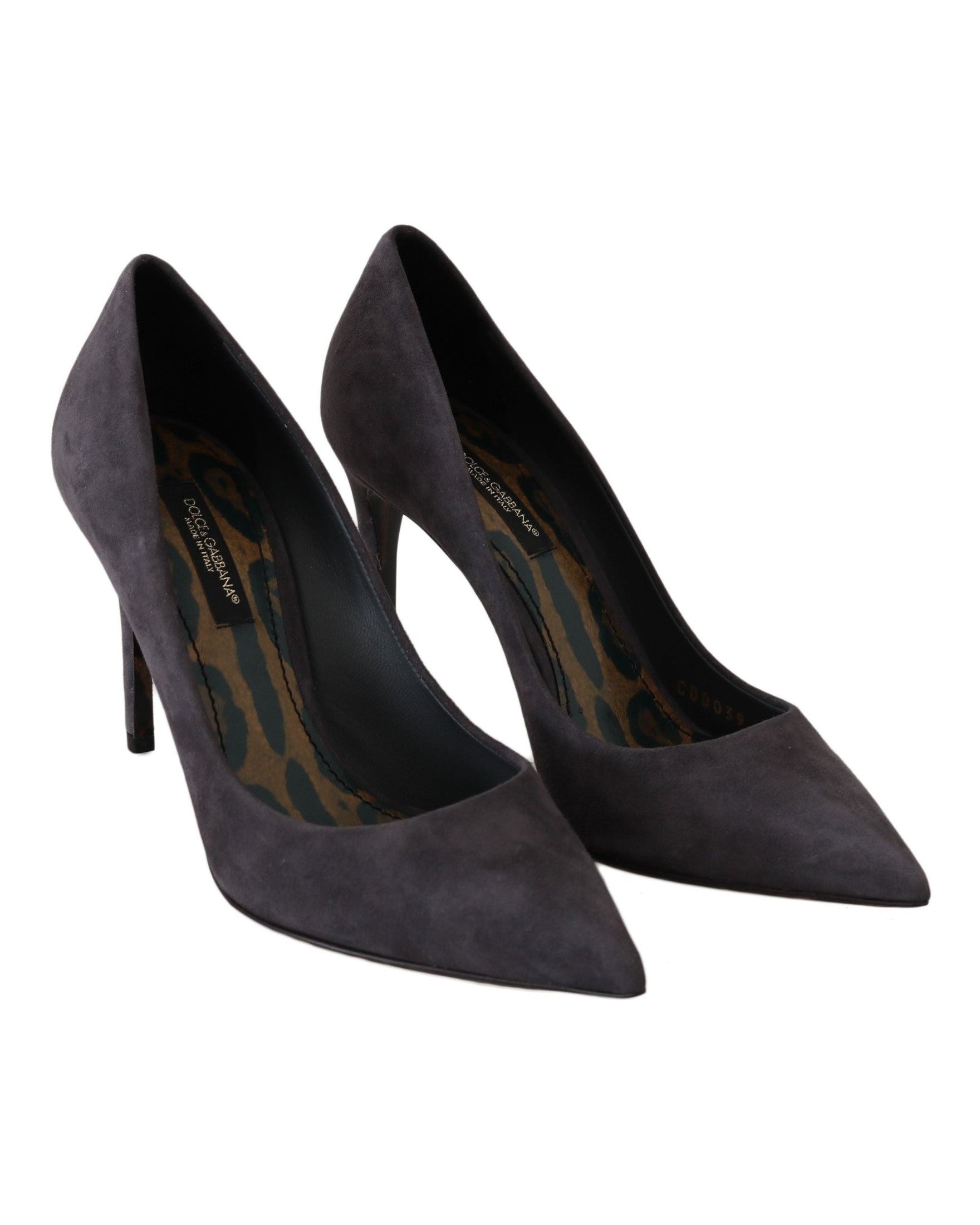 Dolce & Gabbana Gray Suede Leather Stiletto Shoes Heels Heels