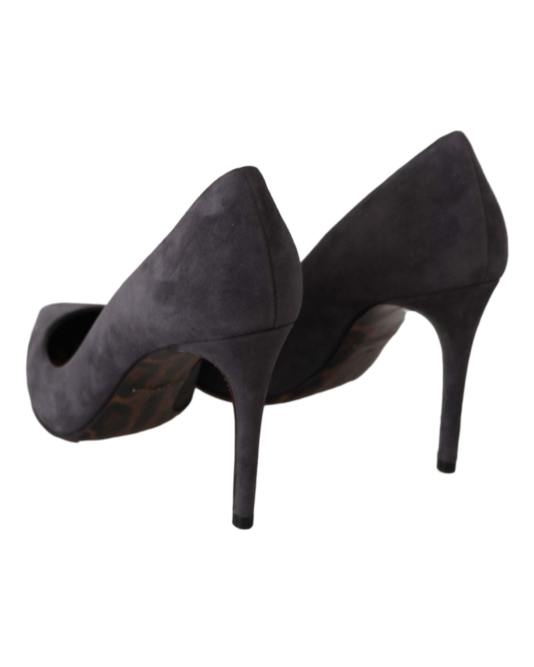 Dolce & Gabbana Gray Suede Leather Stiletto Shoes Heels Heels