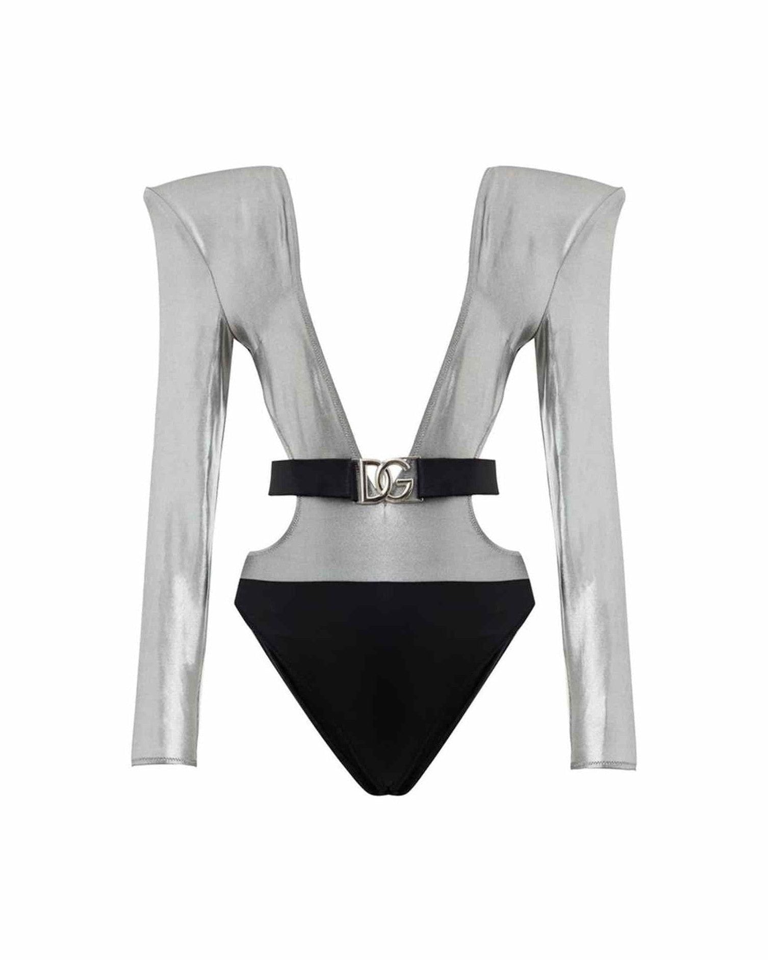 Dolce & Gabbana Gray Viscose One Piece Swimsuit One-Piece Swimsuits