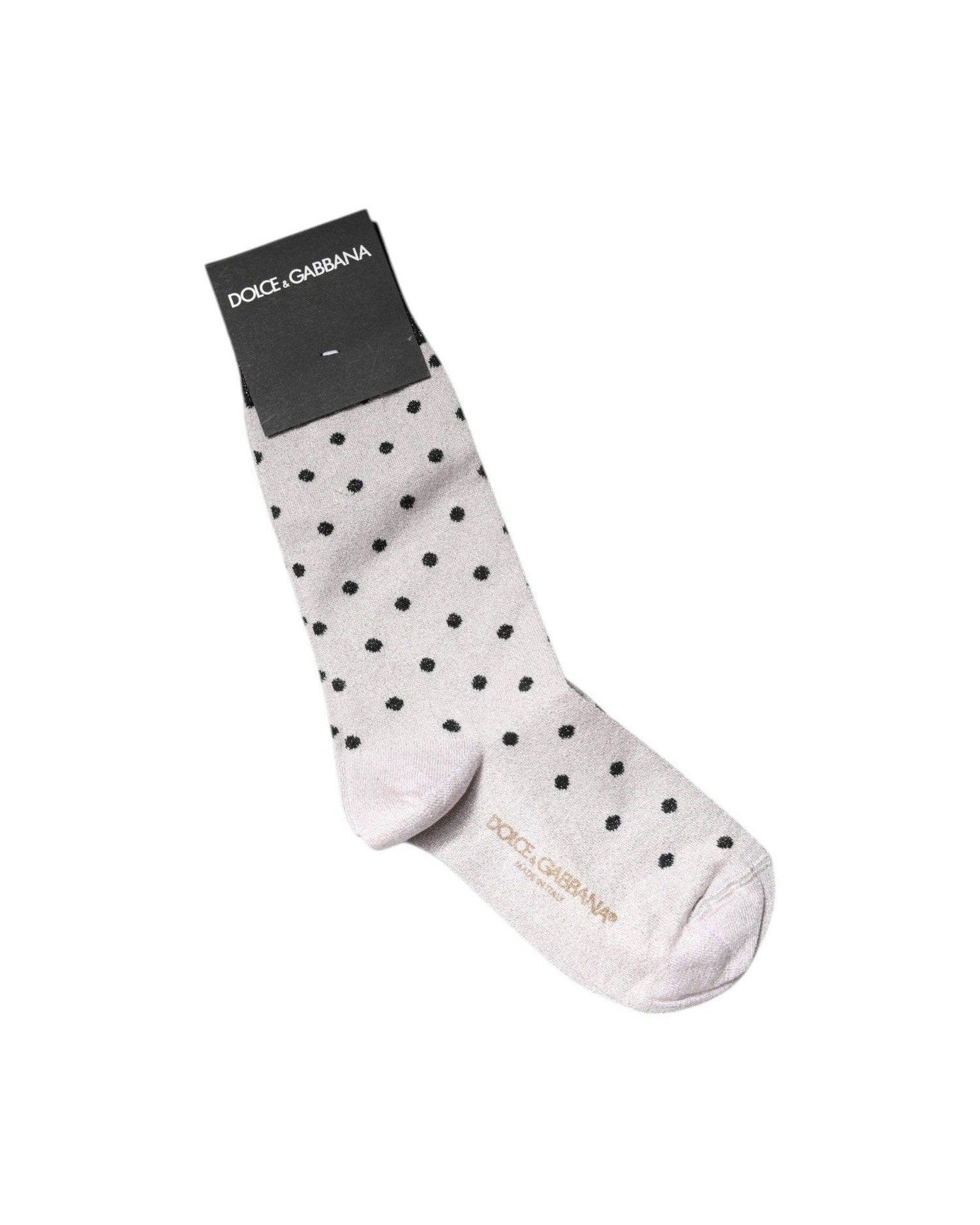 Dolce & Gabbana Gray Viscose Stretch Dotted Socks Glam Steals