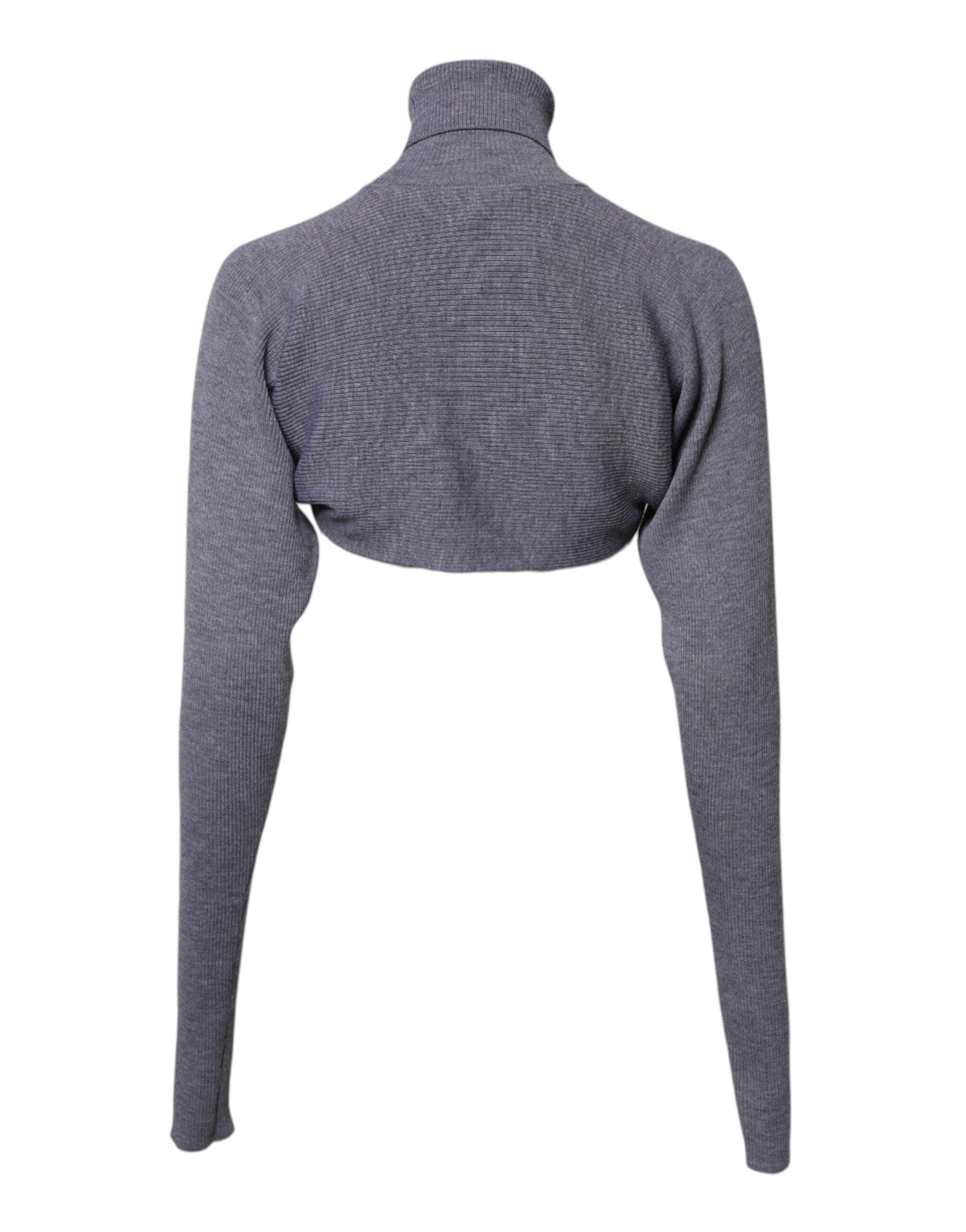 Dolce & Gabbana Gray Wool Knit Turtleneck Cropped Top Sweater Glam Steals