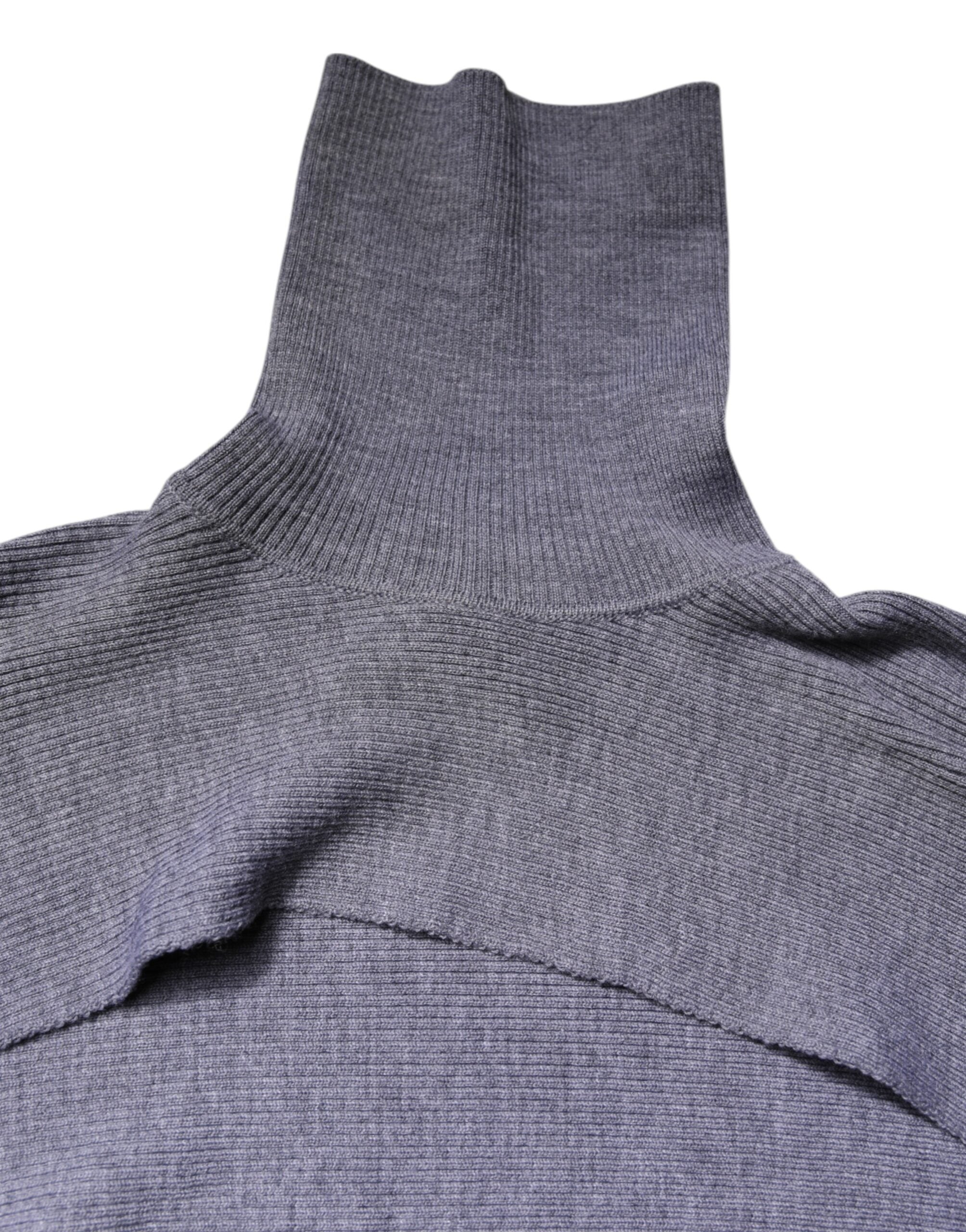 Dolce & Gabbana Gray Wool Knit Turtleneck Cropped Top Sweater Glam Steals