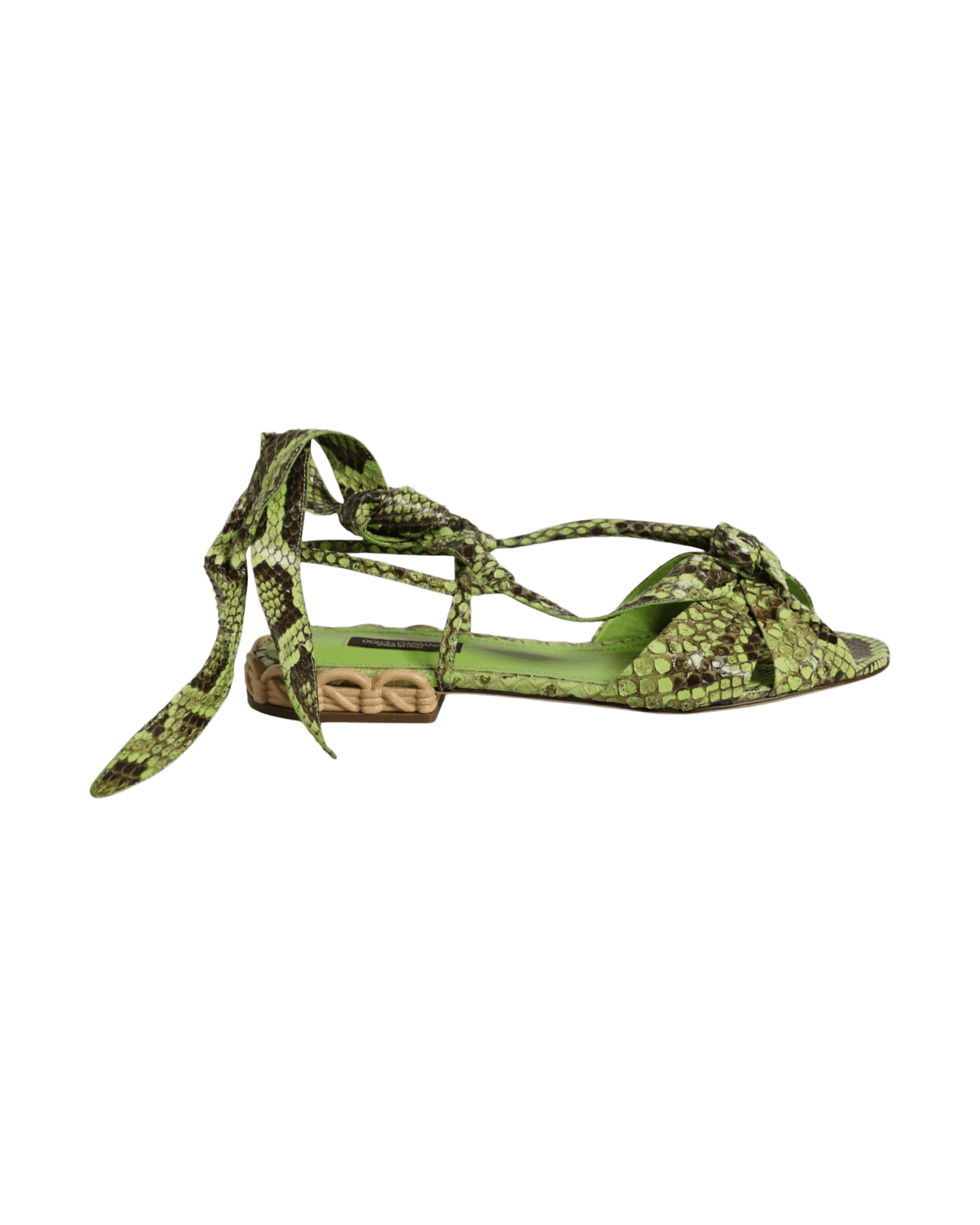 Dolce & Gabbana Green Animal Print Ankle Wrap Sandals Shoes Glam Steals
