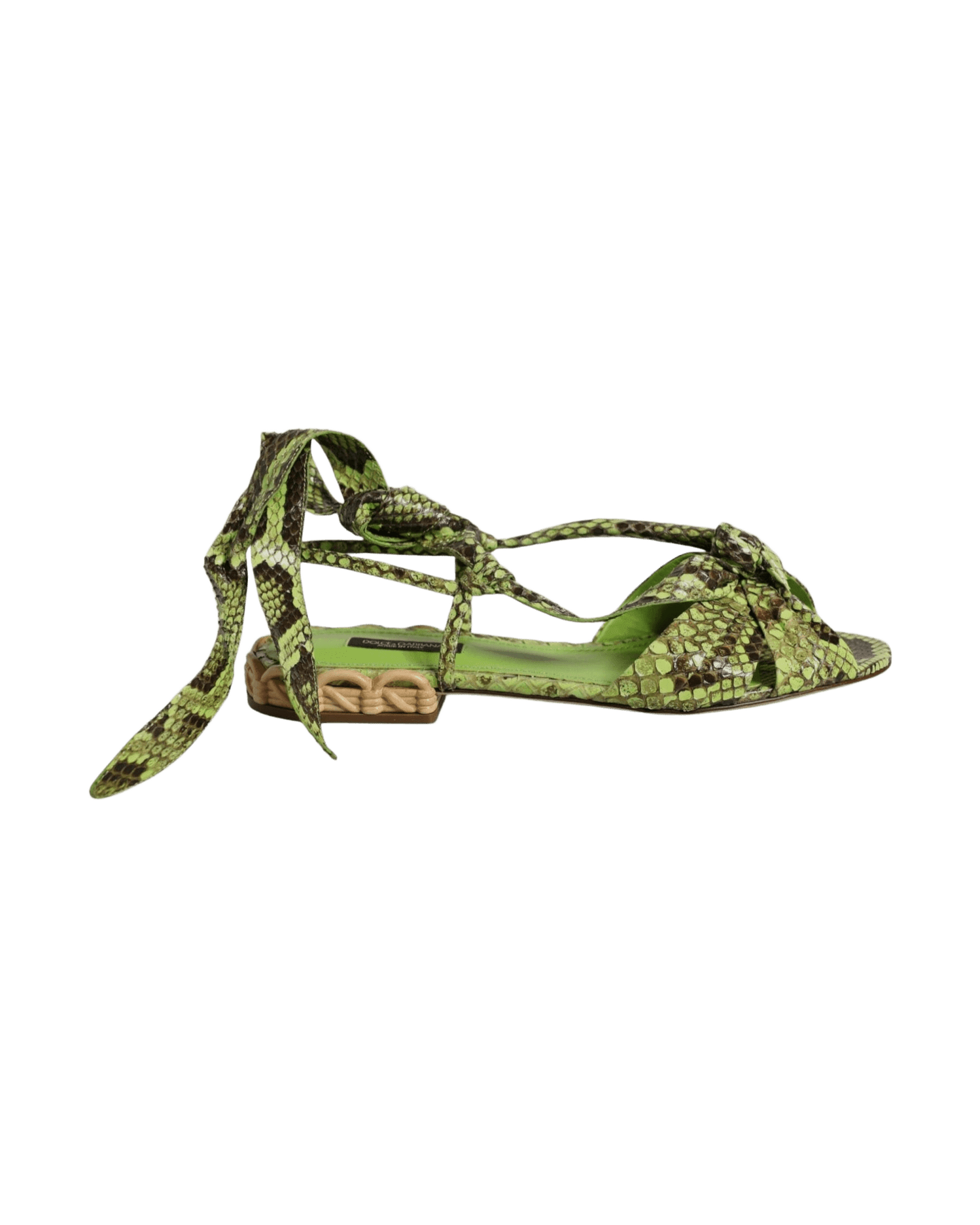 Dolce & Gabbana Green Animal Print Ankle Wrap Sandals Shoes Glam Steals