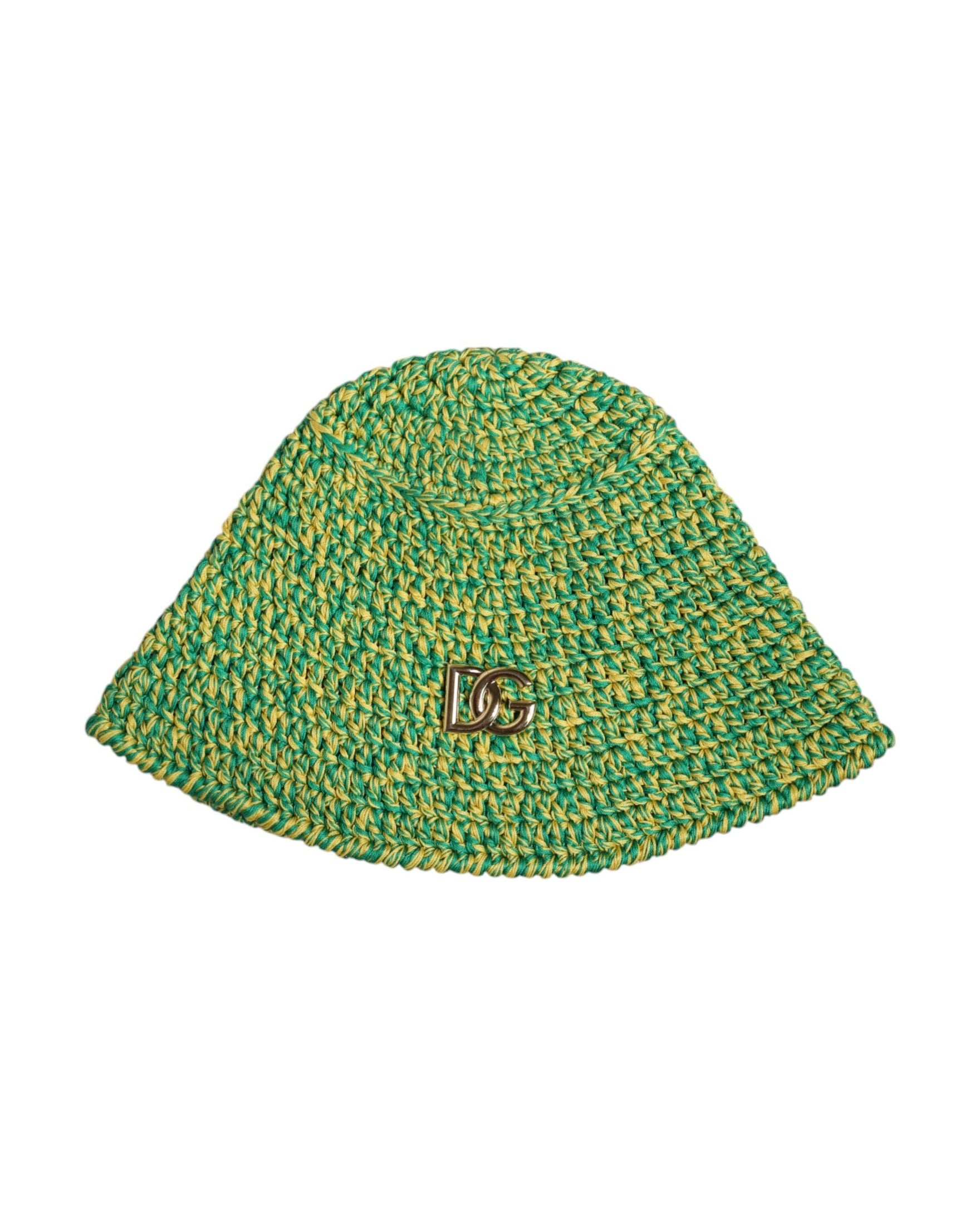 Dolce & Gabbana Green Cotton Crochet Dg Logo Bucket Hat Glam Steals