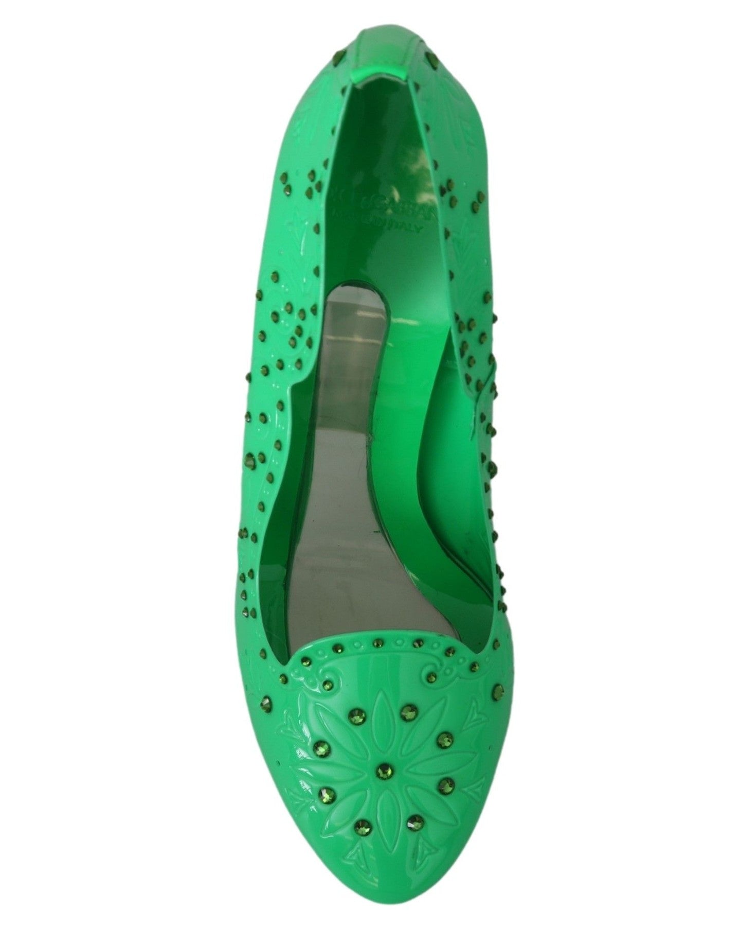 Dolce & Gabbana Green Crystal Floral Cinderella Heels Heels