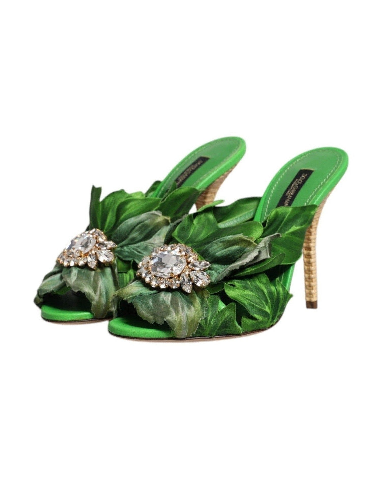 Dolce & Gabbana Green Crystal Slides Keira Sandal Shoes Glam Steals