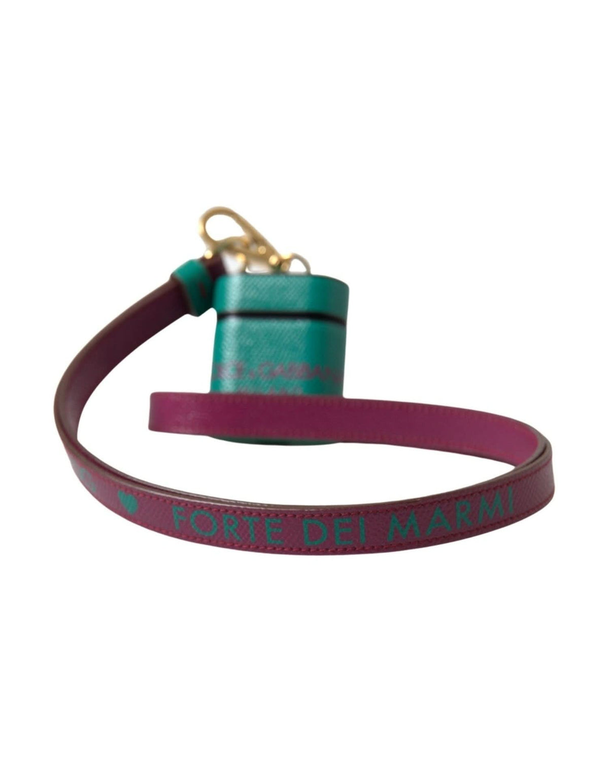 Dolce & Gabbana Green Elegant Leather Airpods Case In Maroon Headphone & Headset Accessories