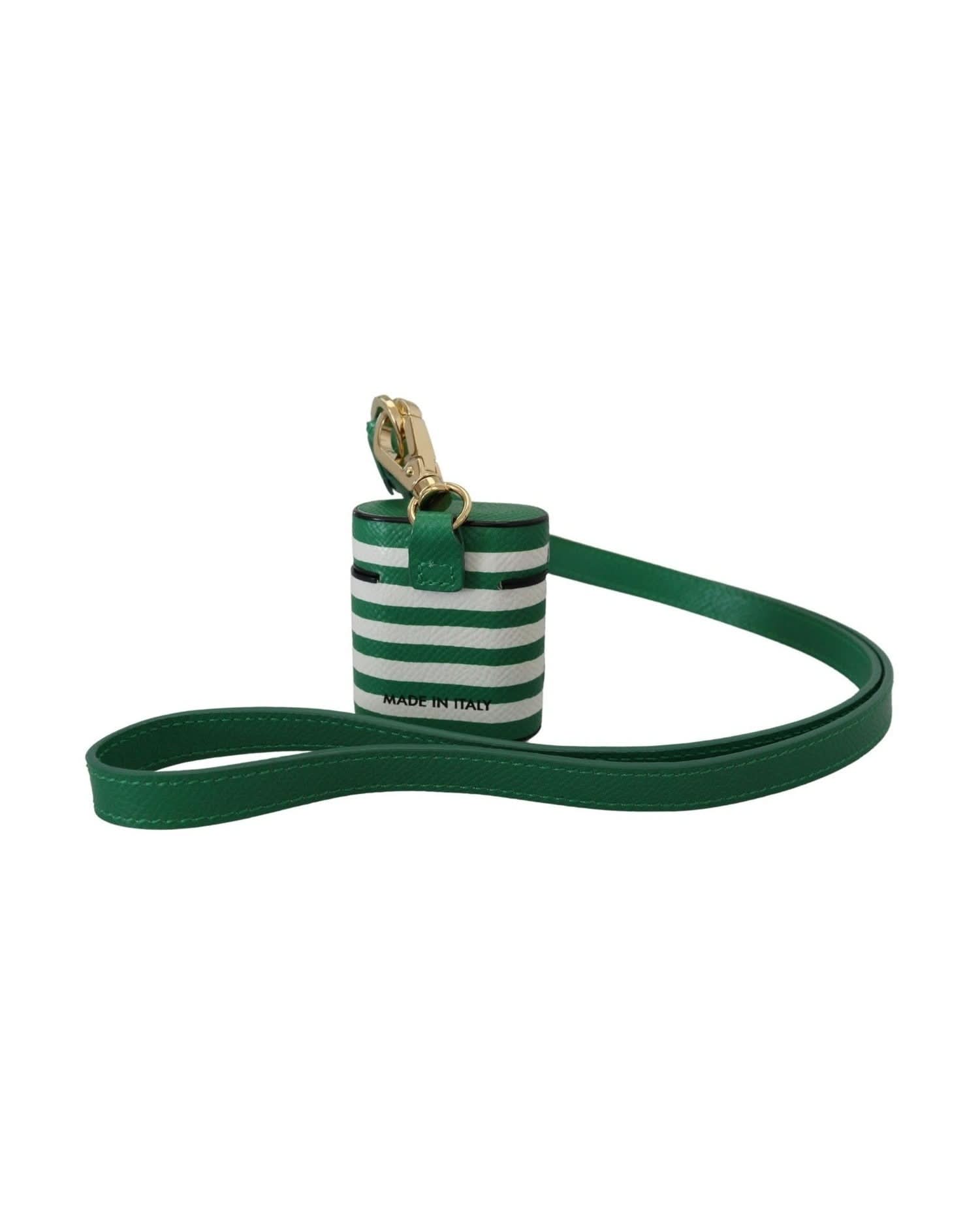 Dolce & Gabbana Green Elegant Leather Airpods Case - Lush Headphone & Headset Accessories