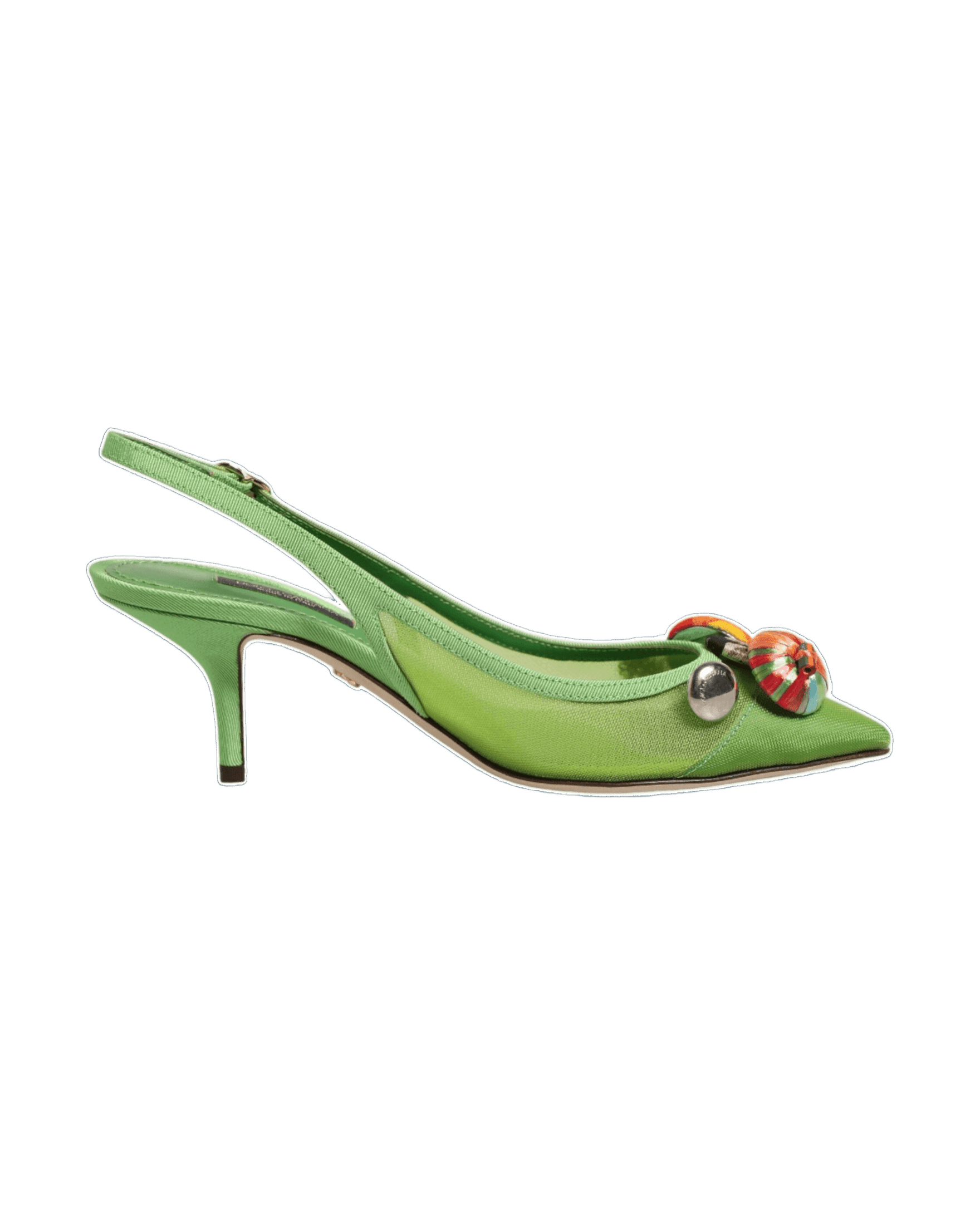 Dolce & Gabbana Green Embellished Heels Slingbacks Shoes Heels