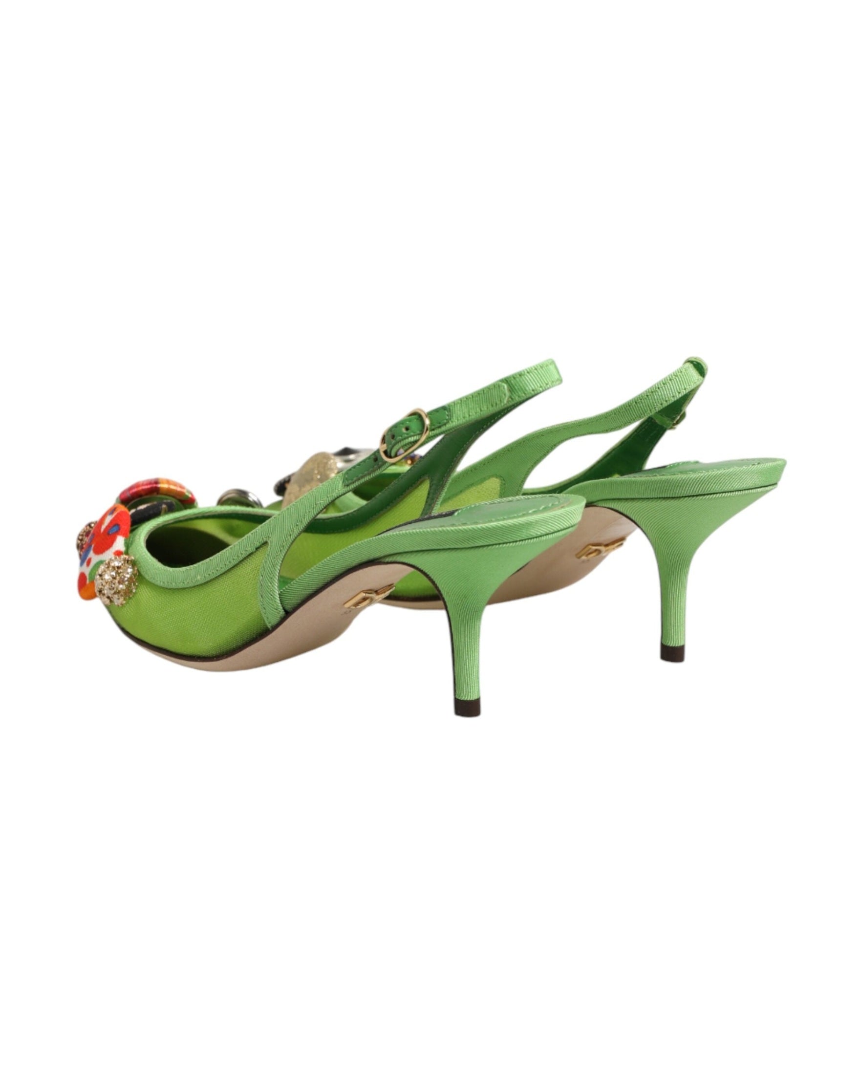 Dolce & Gabbana Green Embellished Heels Slingbacks Shoes Glam Steals