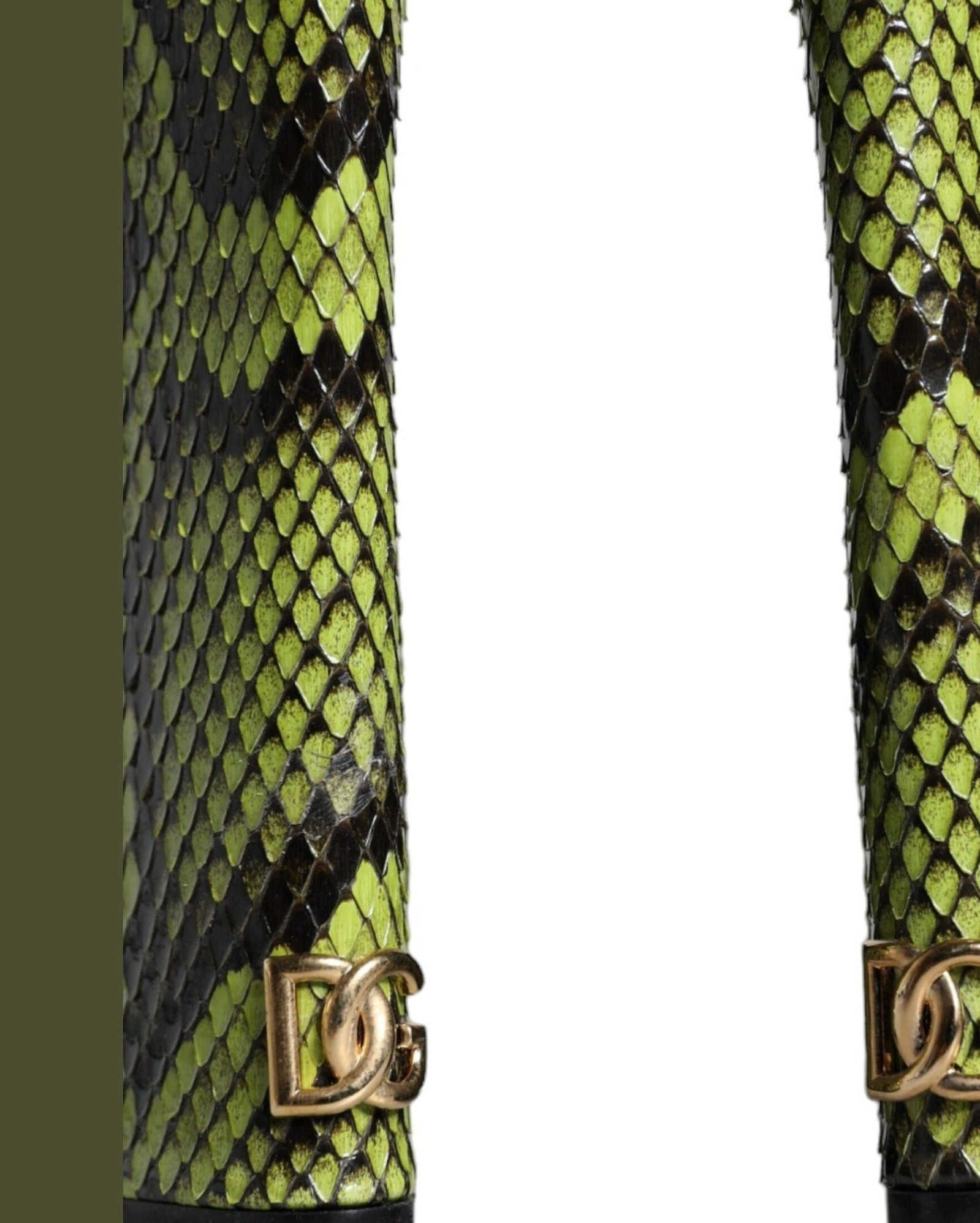 Dolce & Gabbana Green Exotic Leather Ankle Strap Heels Sandals Shoes Heels