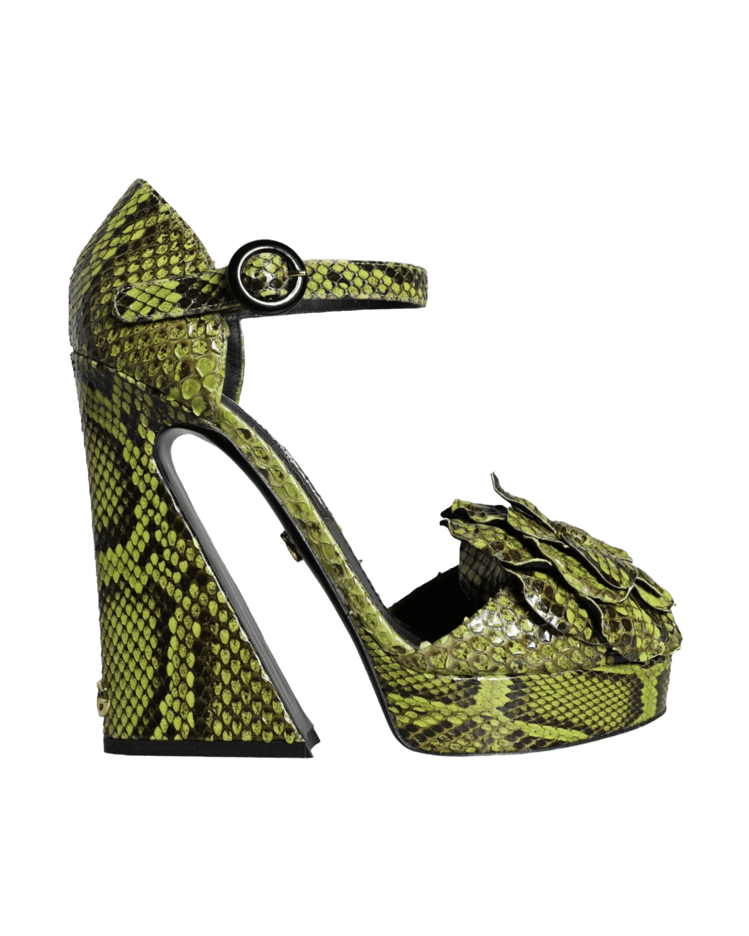 Dolce & Gabbana Green Exotic Leather Ankle Strap Heels Sandals Shoes Heels