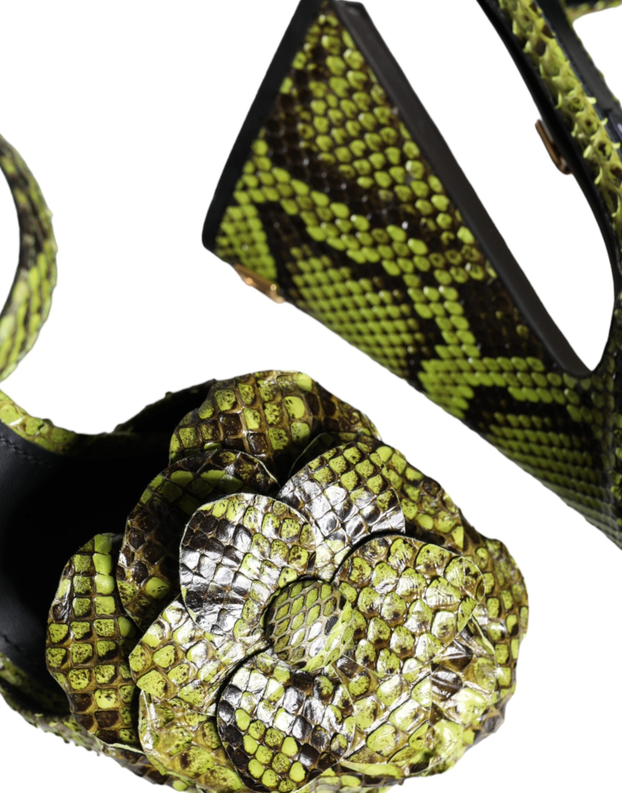 Dolce & Gabbana Green Exotic Leather Ankle Strap Heels Sandals Shoes Glam Steals