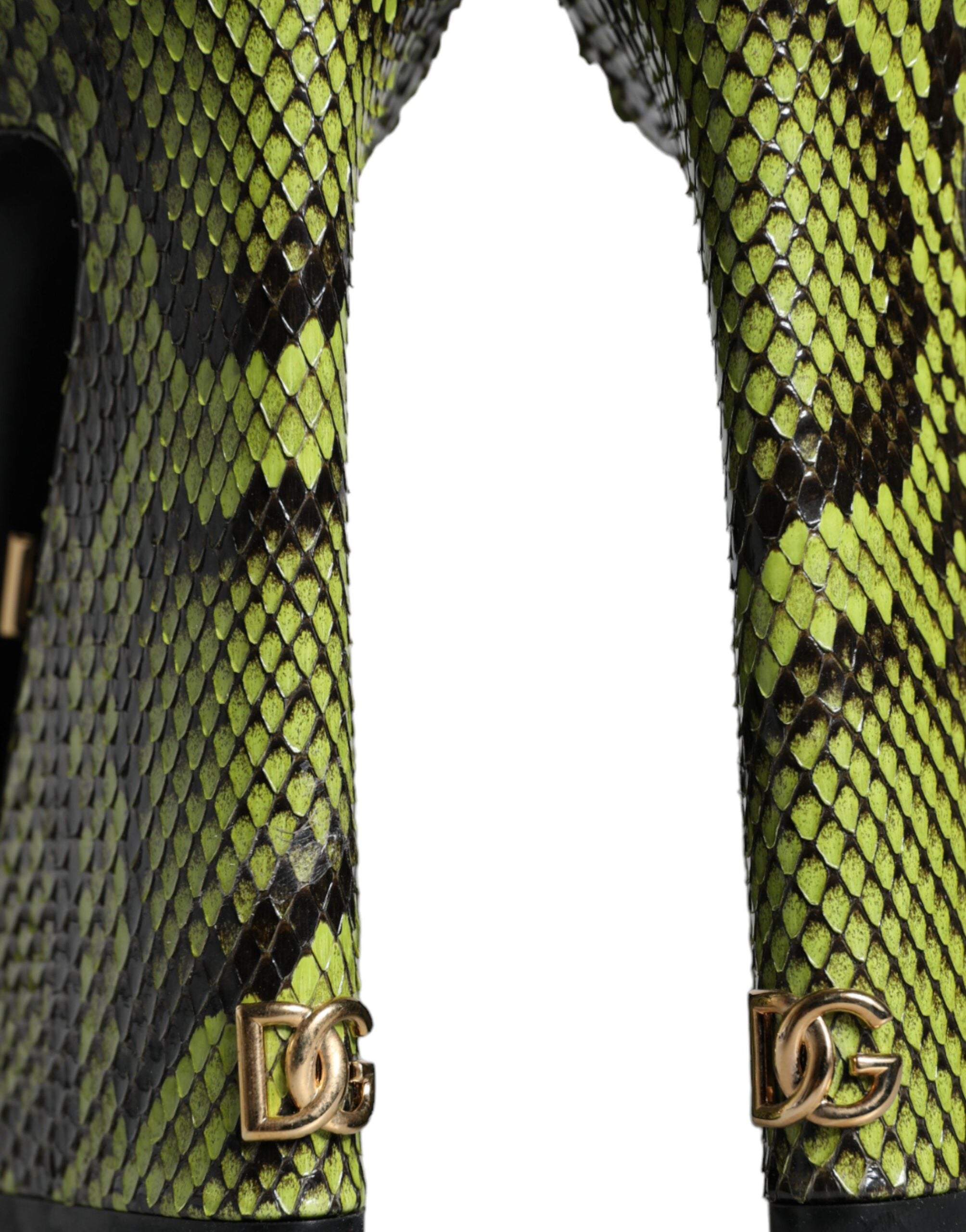 Dolce & Gabbana Green Exotic Leather Ankle Strap Heels Sandals Shoes Glam Steals
