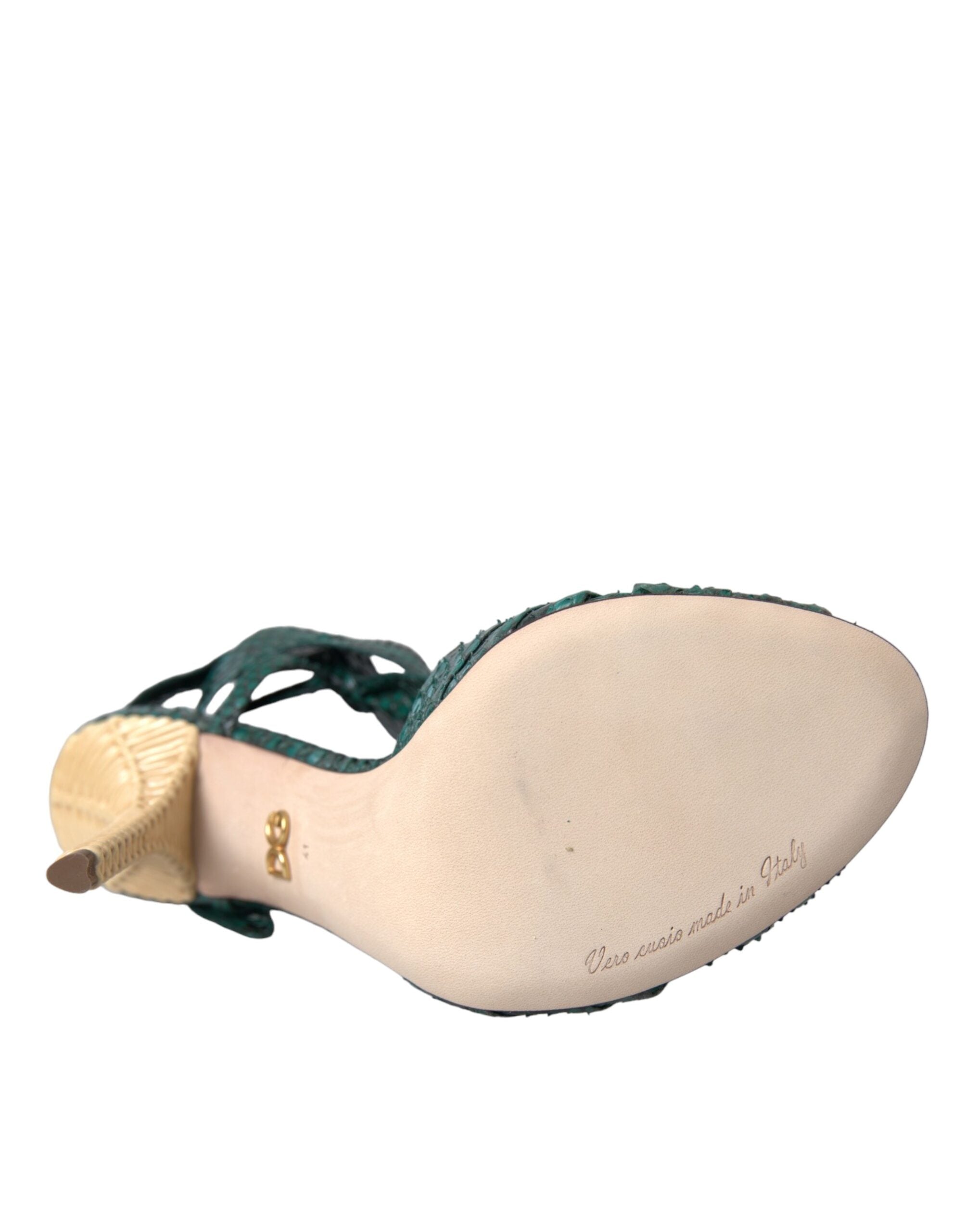 Dolce & Gabbana Green Exotic Leather Heels Sandals Shoes Glam Steals