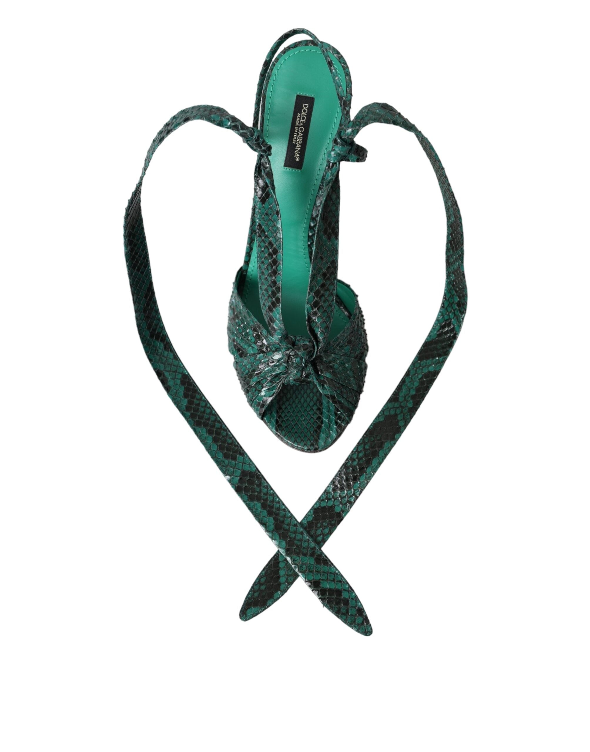 Dolce & Gabbana Green Exotic Leather Heels Sandals Shoes Glam Steals