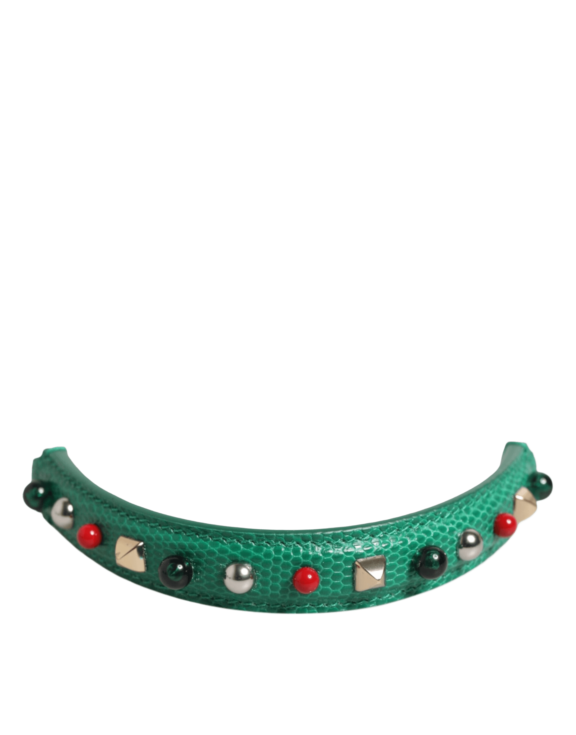 Dolce & Gabbana Green Leather Embellished Bag Handle Women Shoulder Strap Glam Steals