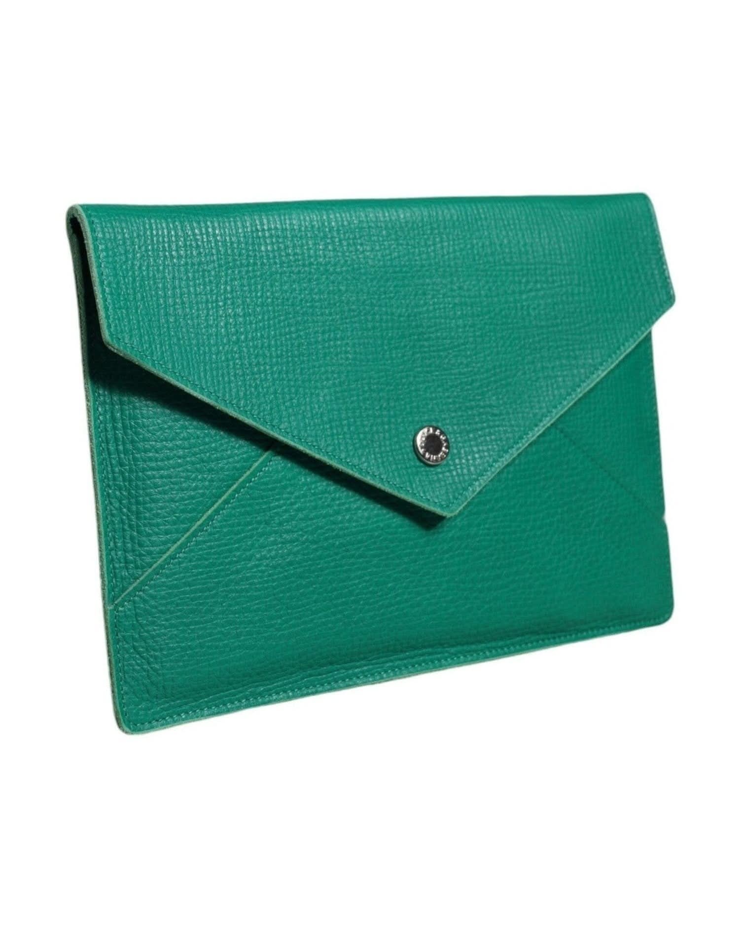 Dolce & Gabbana Green Leather Handbag Clutch Mini Purse Pouch Tablet Case Clutch Bags